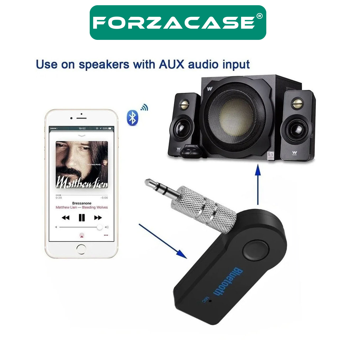 Forzacase%20Bluetooth%20Aux%20Müzik%20Alıcısı%20Araç%20Kiti%20Bluetooth%20Çevirici%20-%20FC658