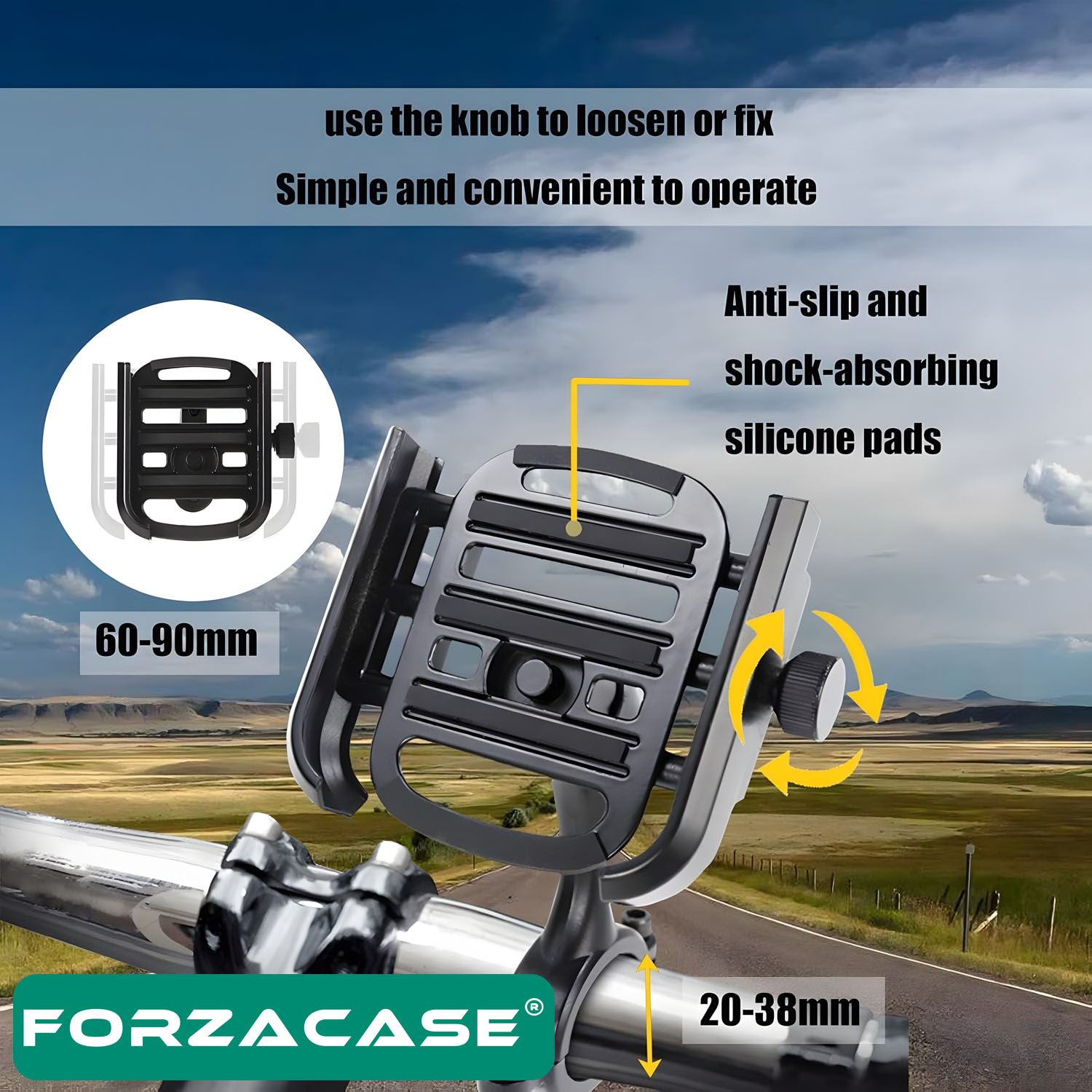 Forzacase%20Bisiklet%20Motosiklet%20Scooter%20için%20Gidon%20Montajlı%20Metal%20Telefon%20Tutucu%20-%20FC686