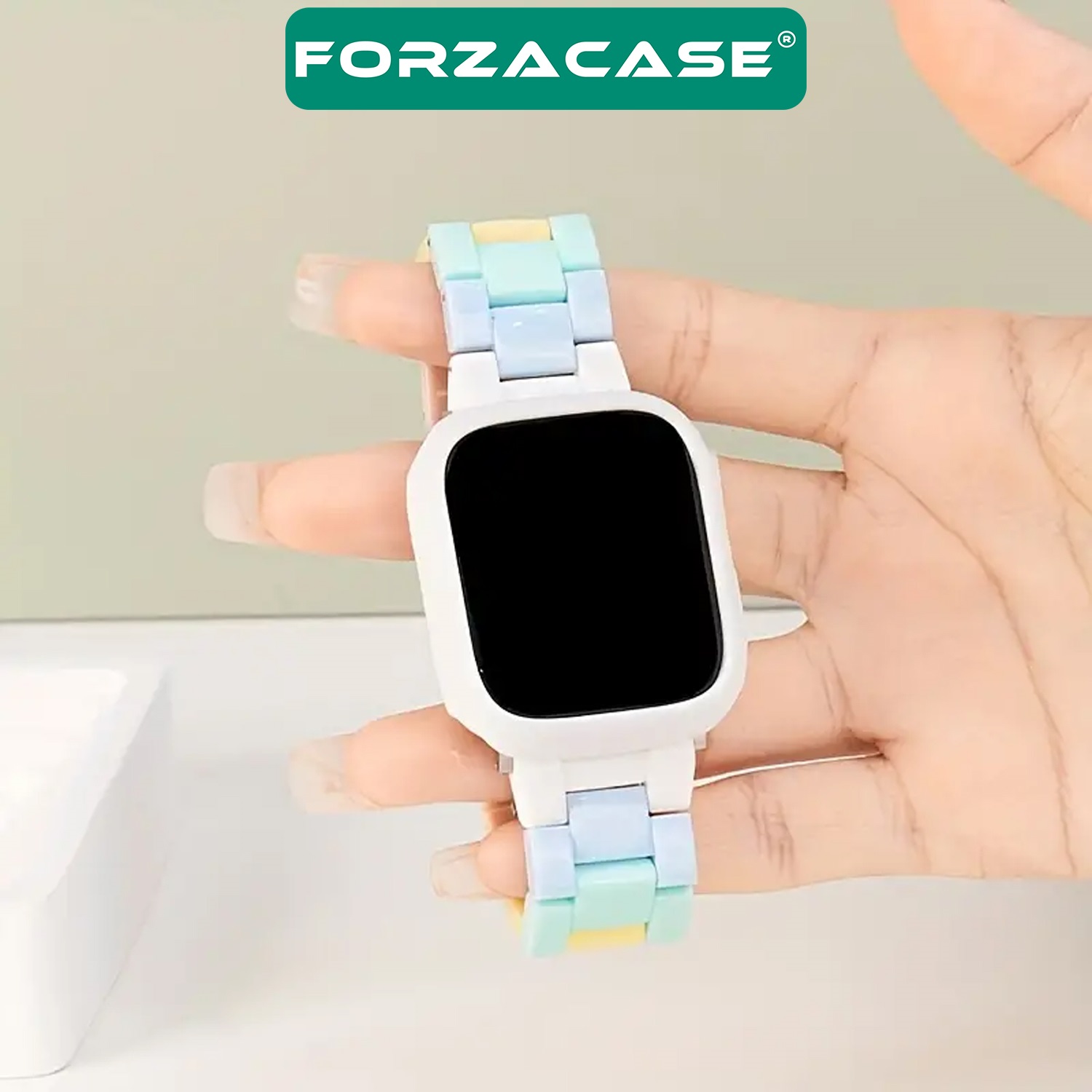 Forzacase%20Apple%20Watch%2010%2042mm%20ile%20uyumlu%20için%20Renkli%20Baklalı%20Kordon%20Kayış%20-%20FC688