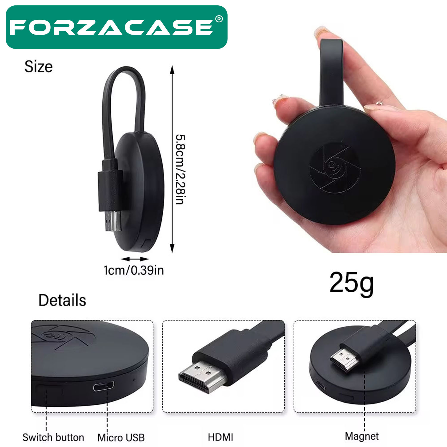 Forzacase%20HDMI%204K%20Çözünürlük%20Kablosuz%20Görüntü%20Ve%20Ses%20Aktarıcı%20/%20Tablet%20Telefondan%20Televizyona%20FC689