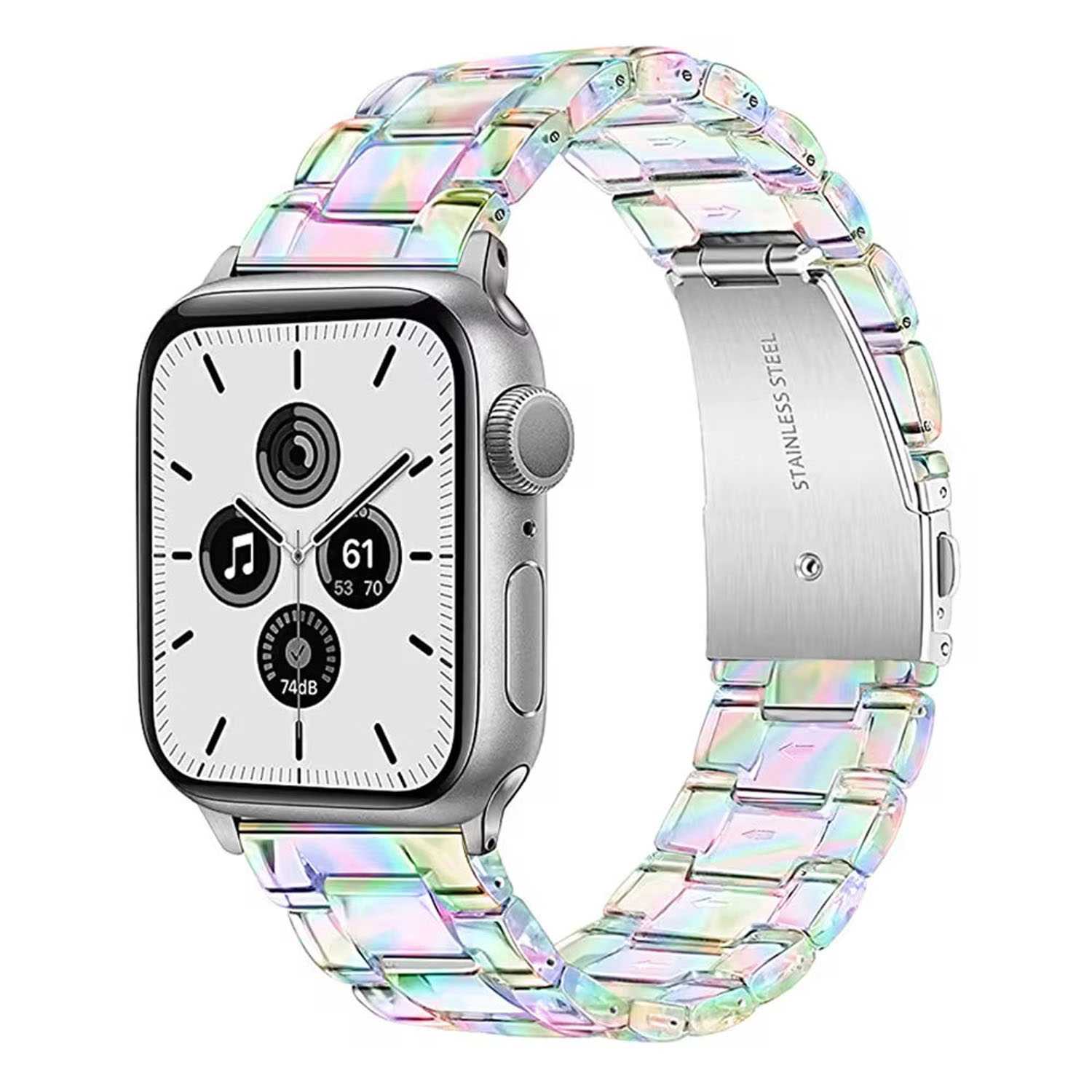 Forzacase%20Apple%20Watch%209%2041mm%20ile%20uyumlu%20Transparan%20Hologram%20Baklalı%20Kordon%20Kayış%20-%20FC734