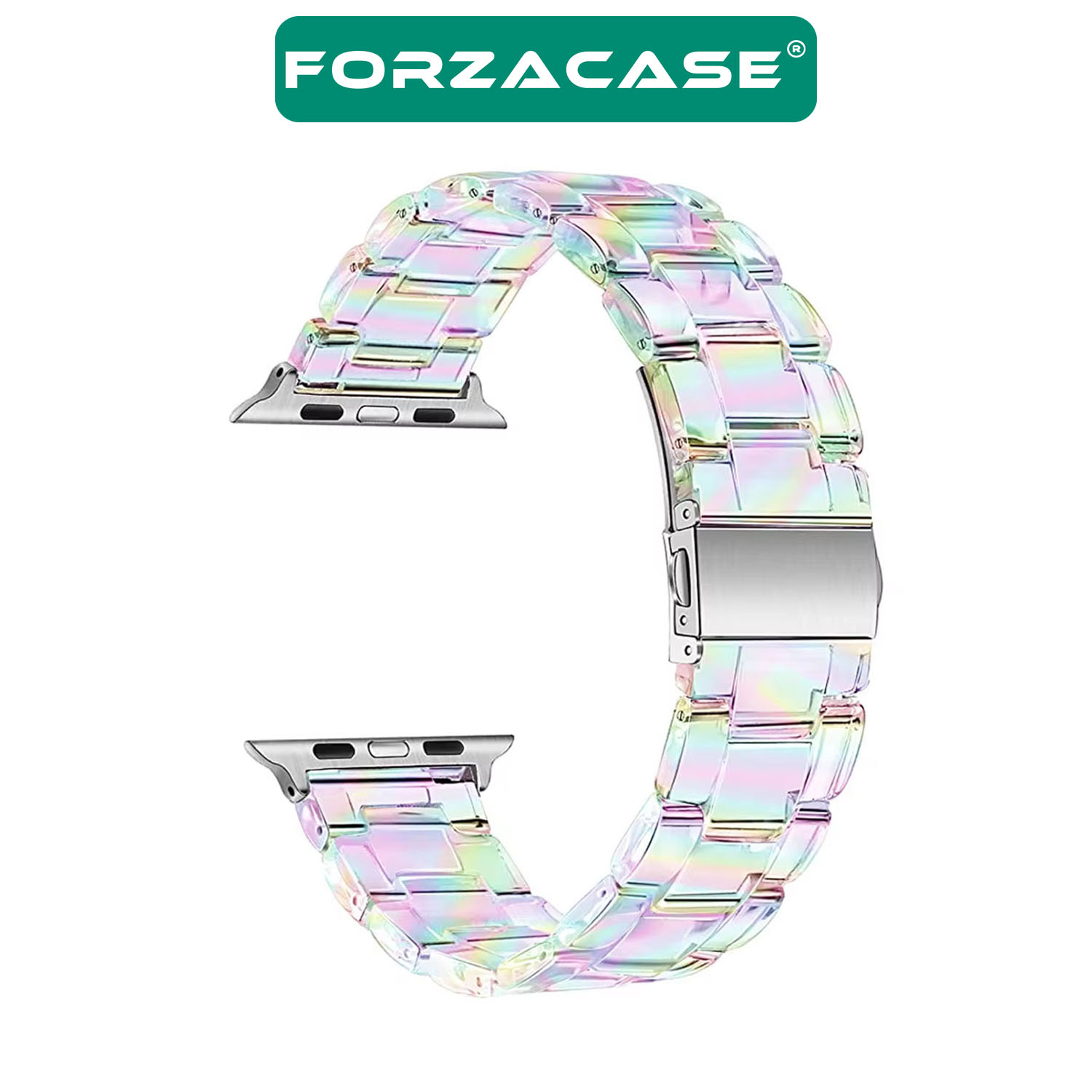 Forzacase%20Apple%20Watch%209%2041mm%20ile%20uyumlu%20Transparan%20Hologram%20Baklalı%20Kordon%20Kayış%20-%20FC734