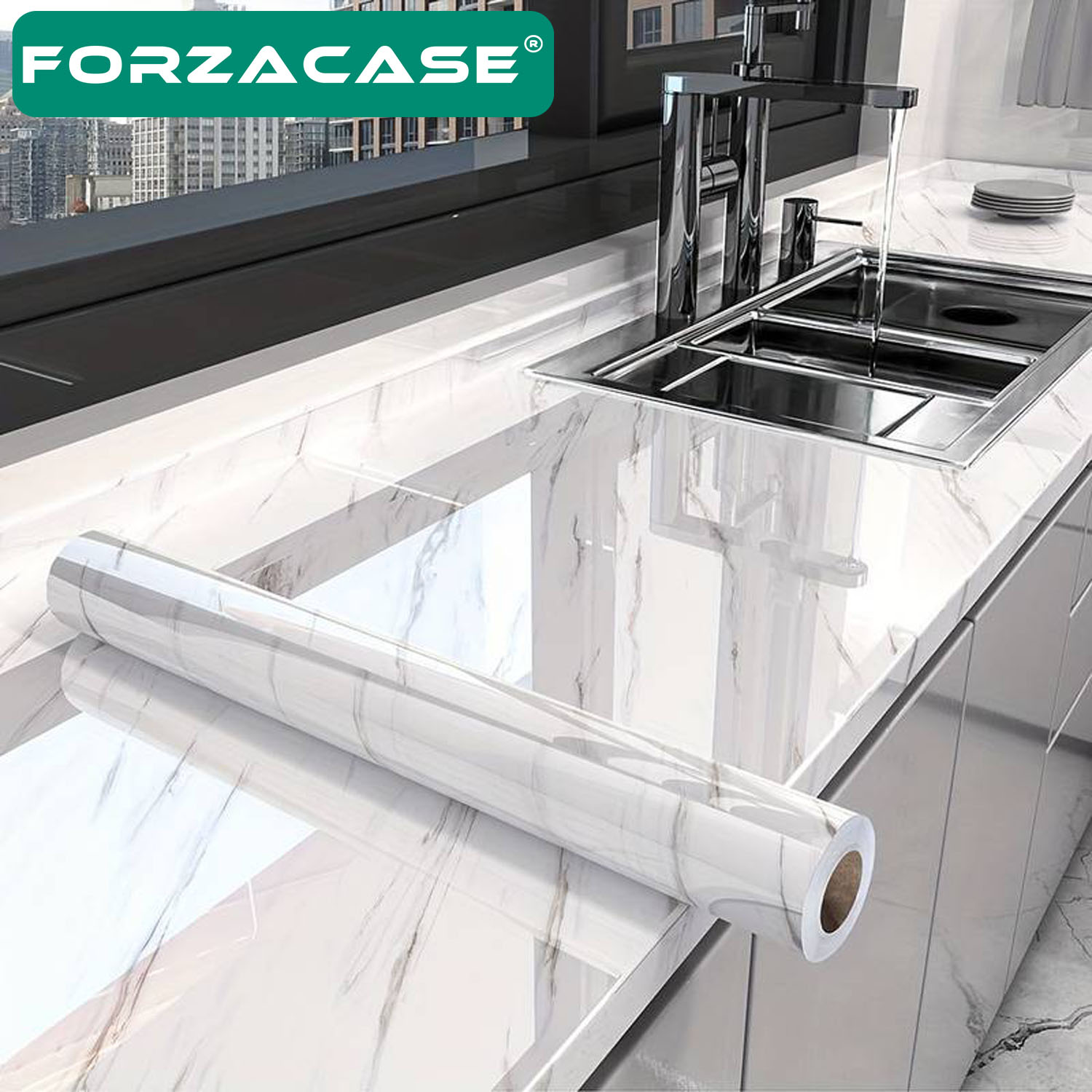 Forzacase%20Mermer%20Desenli%20Beyaz%20Folyo%20Kaplama%205%20Metre%20Tezgah%20Dolap%20Mutfak%20Kağıdı%20Yapışkanlı%20-%20FC736