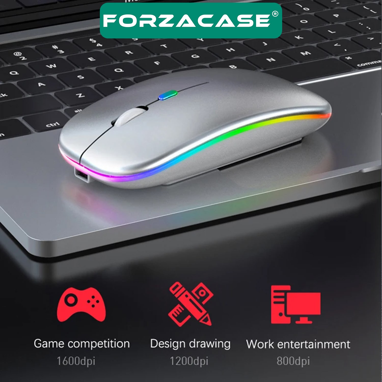 Forzacase%201600%20DPI%20Şarj%20Edilebilir%202.4%20GHz%20RGB%20Bluetooth%20Kablosuz%20Mouse%20-%20FC750