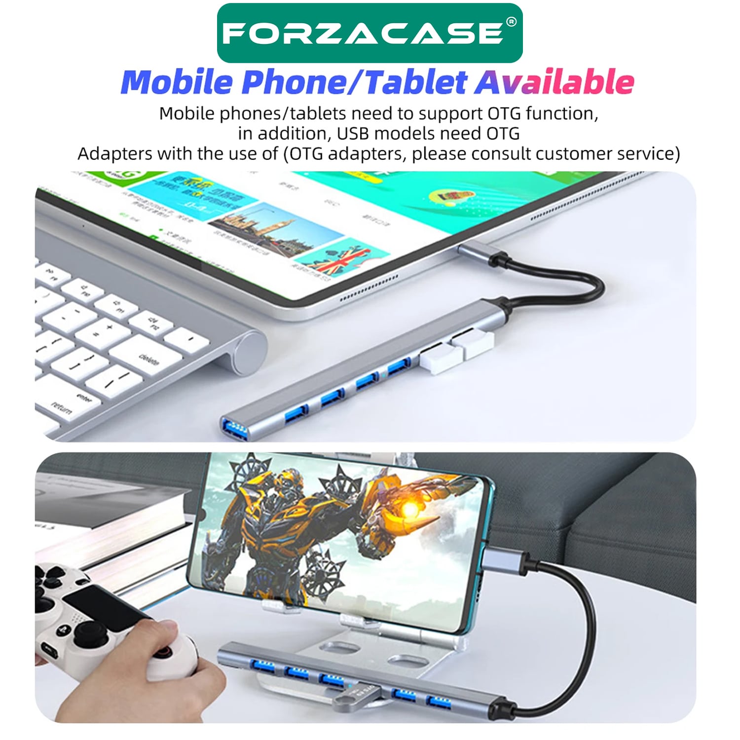 Forzacase%20USB%202.0%20to%20Type-C%20Port%20Çoğaltıcı%20Hub%207in1%20OTG%20Adaptör%206lı%20USB%20Çoklayıcı%20-%20FC752