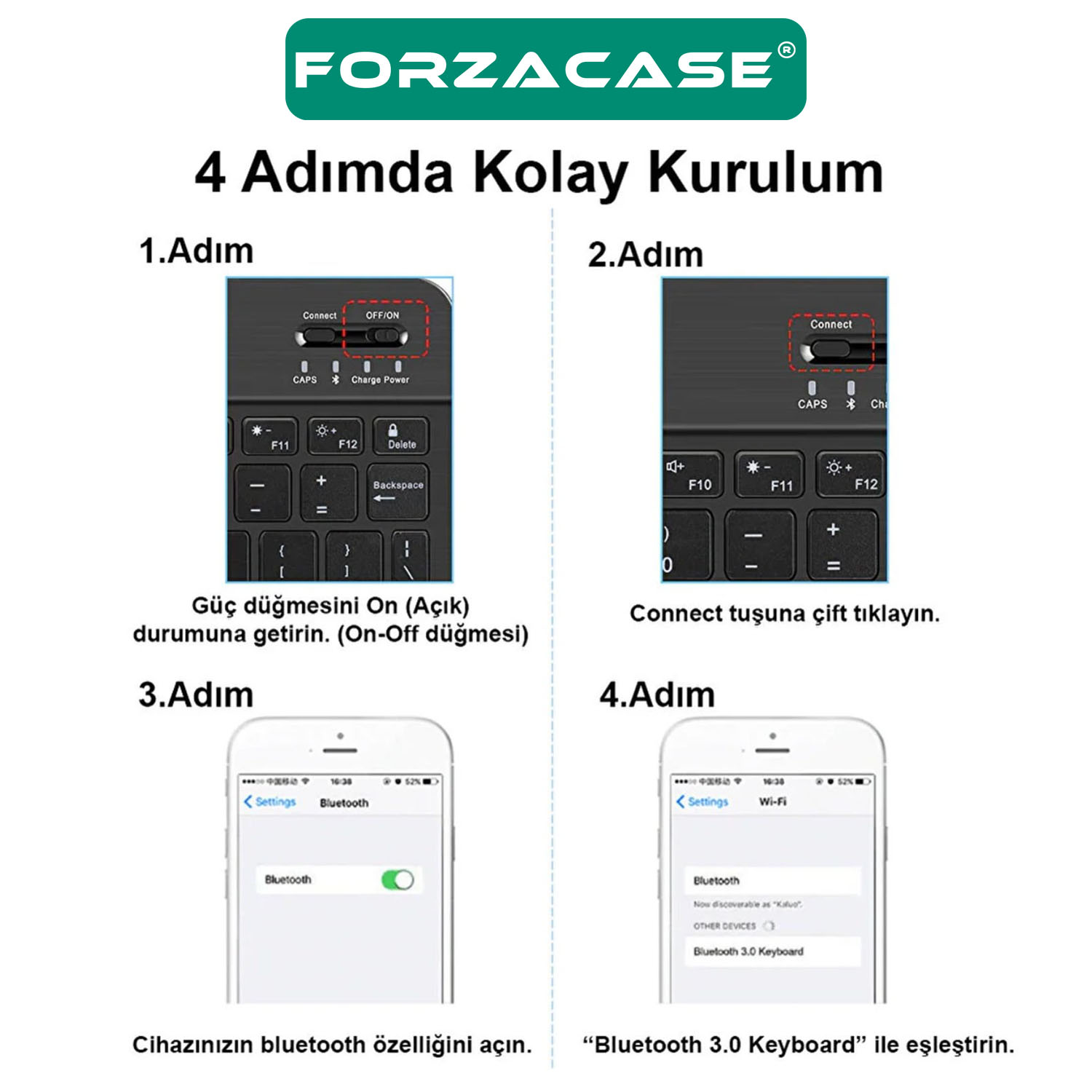 Forzacase%20Tablet%20ve%20Telefonlar%20için%20Şarjlı%20Kare%20Tuşlu%20Bluetooth%20Kablosuz%20Klavye%20-%20FC755