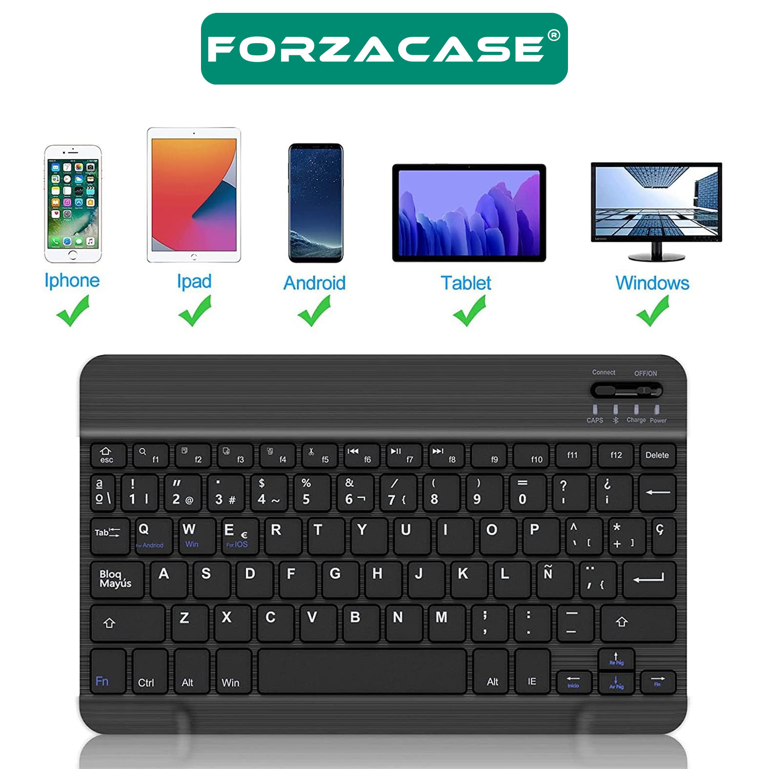 Forzacase%20Tablet%20ve%20Telefonlar%20için%20Şarjlı%20Kare%20Tuşlu%20Bluetooth%20Kablosuz%20Klavye%20-%20FC755