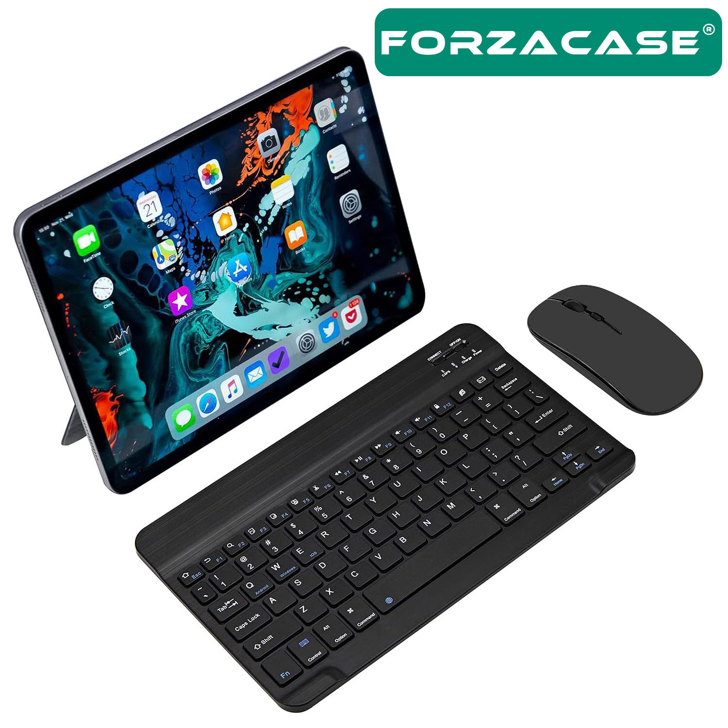 Forzacase%20Samsung%20Galaxy%20Tab%20S10%20Plus%2012.4%20X820%20ile%20uyumlu%20Bluetooth%20Kablosuz%20Klavye%20Mouse%20Set%20FC760