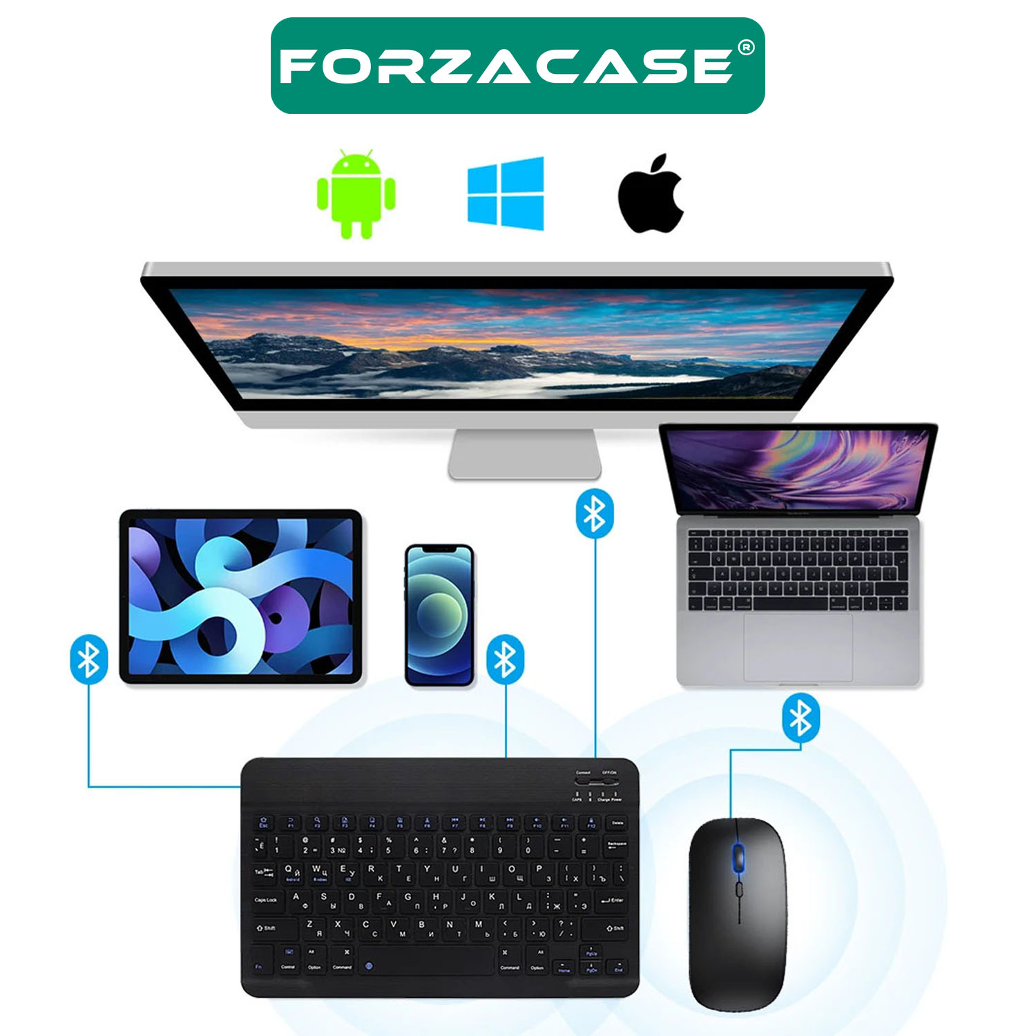 Forzacase%20Tablet%20ve%20Telefonlar%20için%20Şarjlı%20Kare%20Tuşlu%20Bluetooth%20Kablosuz%20Klavye%20Mouse%20Seti%20-%20FC760