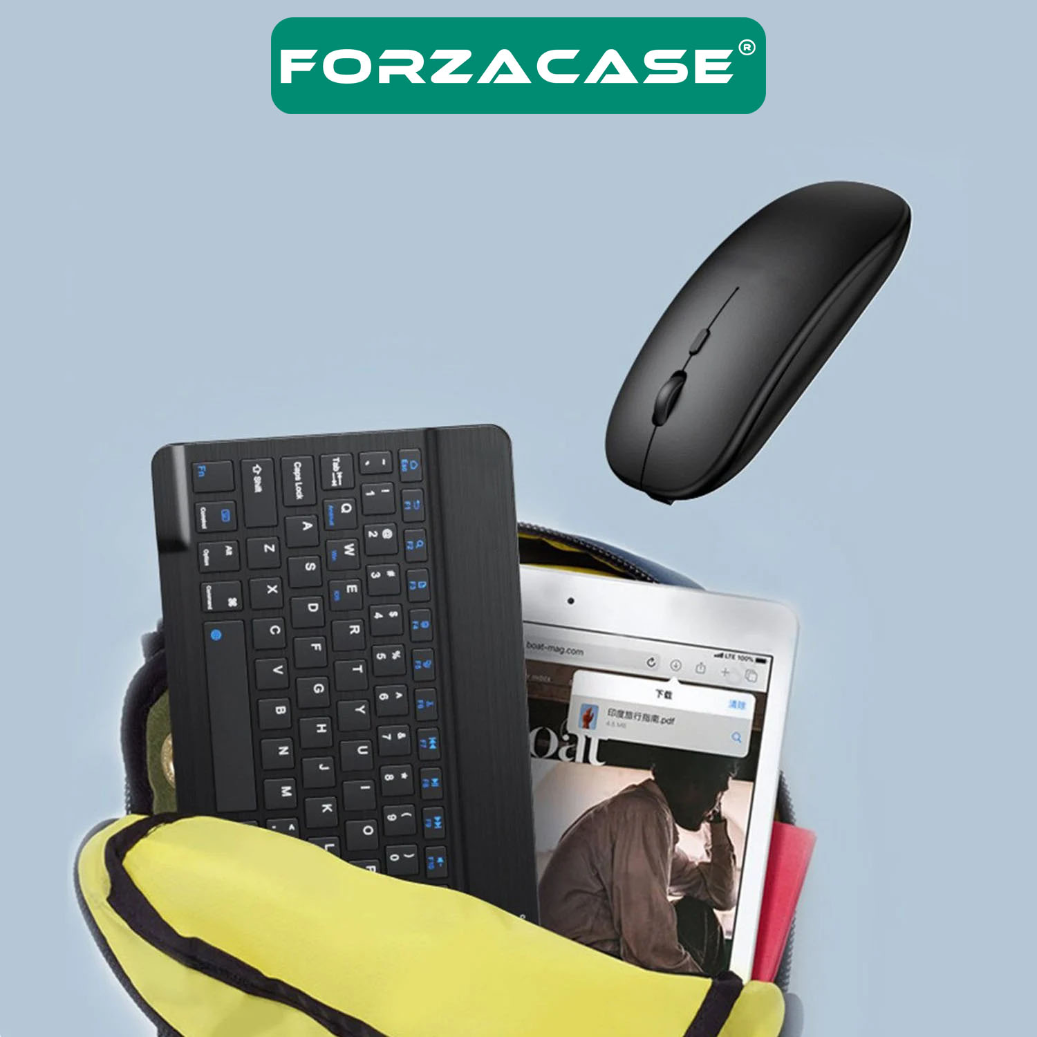 Forzacase%20Tablet%20ve%20Telefonlar%20için%20Şarjlı%20Kare%20Tuşlu%20Bluetooth%20Kablosuz%20Klavye%20Mouse%20Seti%20-%20FC760