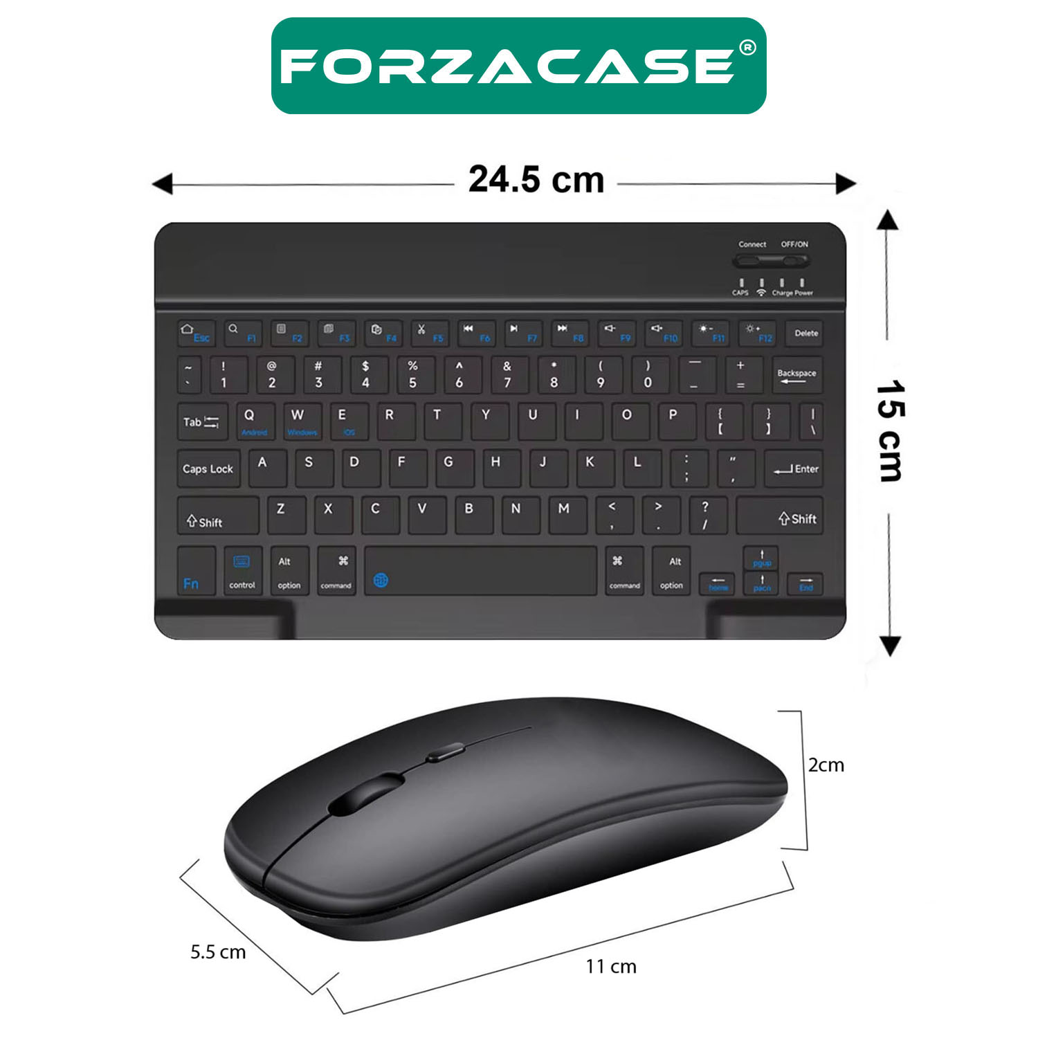 Forzacase%20Samsung%20Galaxy%20Tab%20S9%20ile%20uyumlu%20Kare%20Tuşlu%20Bluetooth%20Kablosuz%20Klavye%20Mouse%20Seti%20-%20FC760