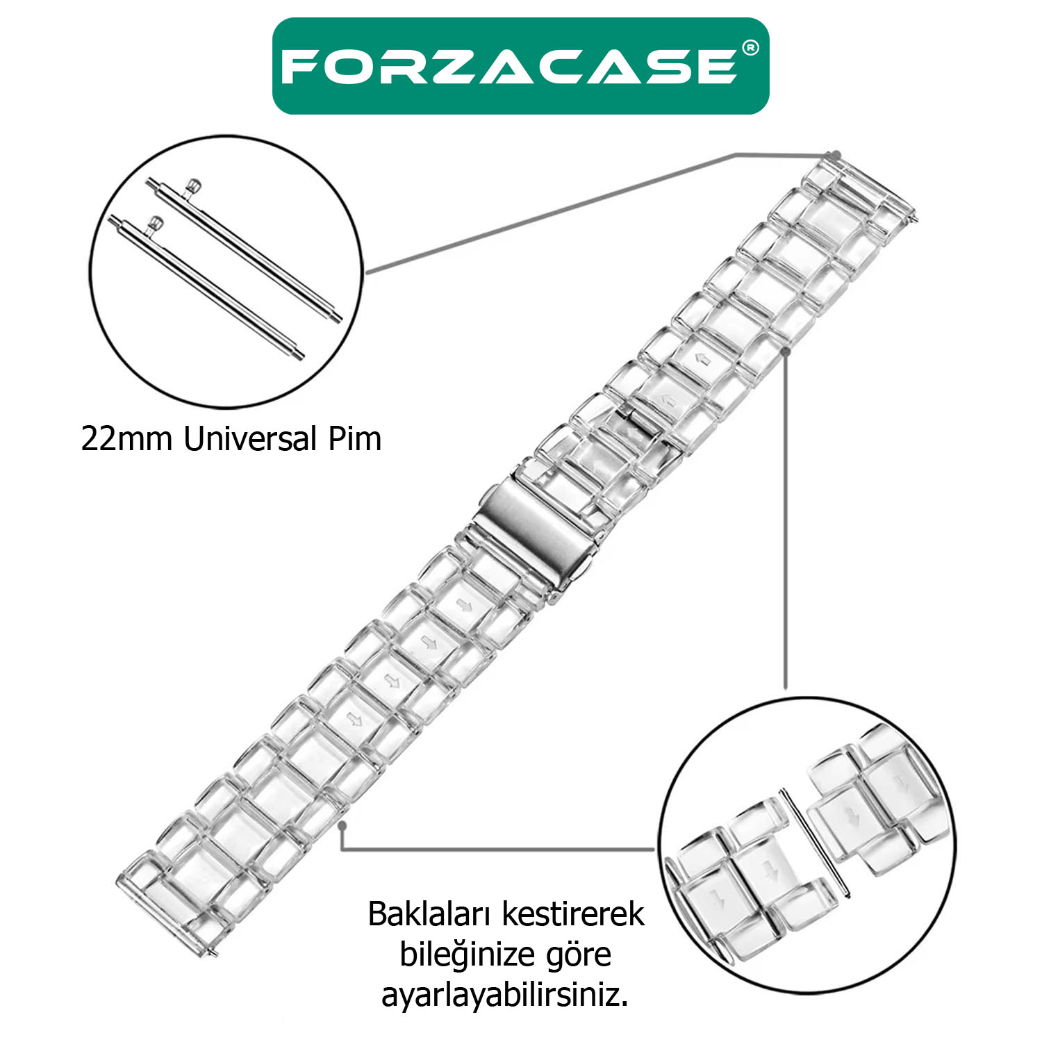 Forzacase%20Huawei%20Watch%204%20/%204%20Pro%20ile%20uyumlu%20Transparan%20Şeffaf%20Baklalı%20Kordon%20Kayış%20-%20FC763