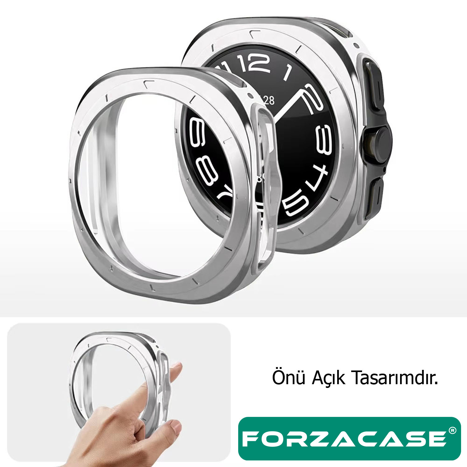 Forzacase%20Samsung%20Galaxy%20Watch%207%20Ultra%2047mm%20ile%20uyumlu%20Önü%20Açık%20Silikon%20Kılıf%20-%20FC764