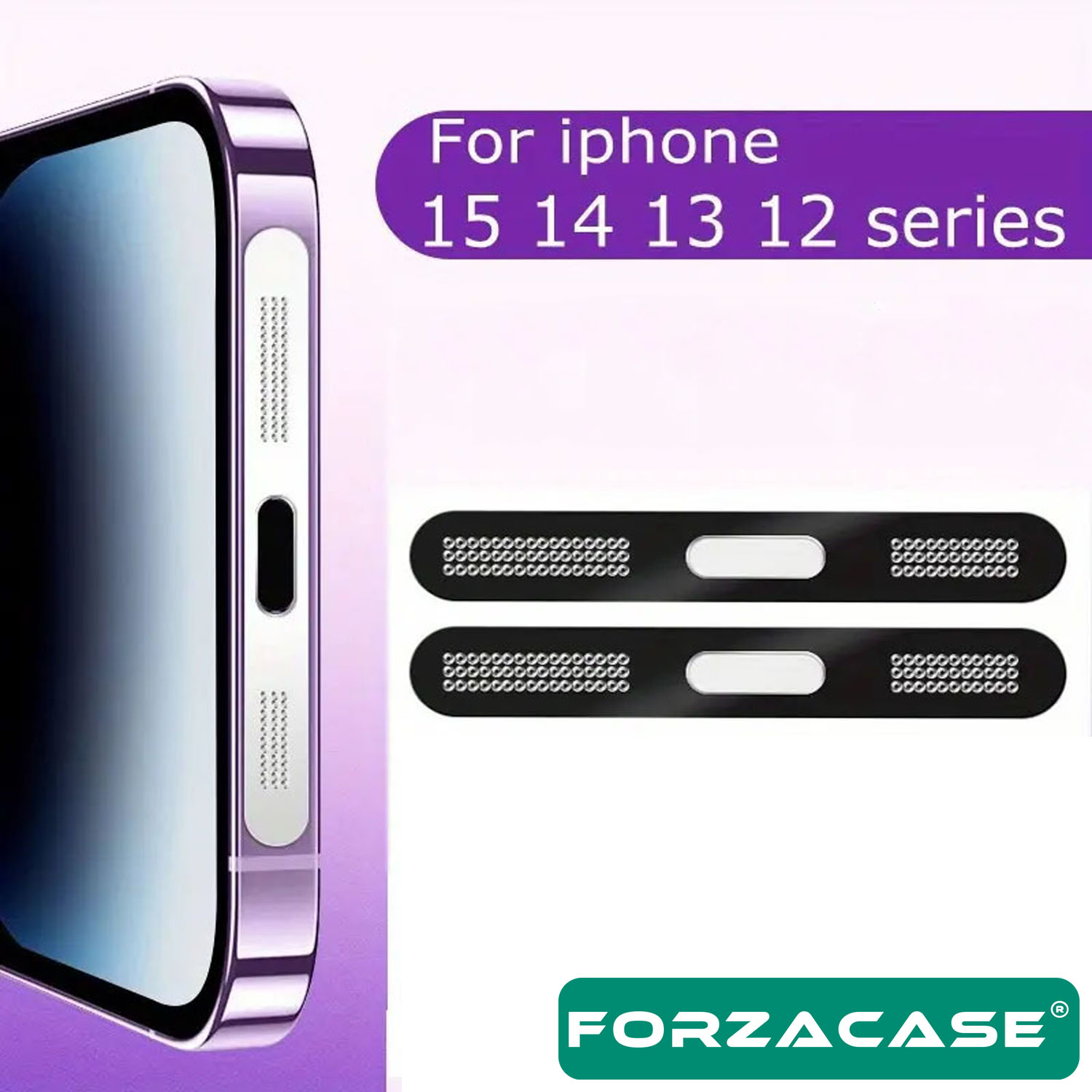 Forzacase%20iPhone%2012%20/%2013%20/%2014%20/%2015%20ile%20uyumlu%202%20Adet%20Hoparlör%20Toz%20Koruyucu%20Sticker%20Bant%20Siyah%20FC779