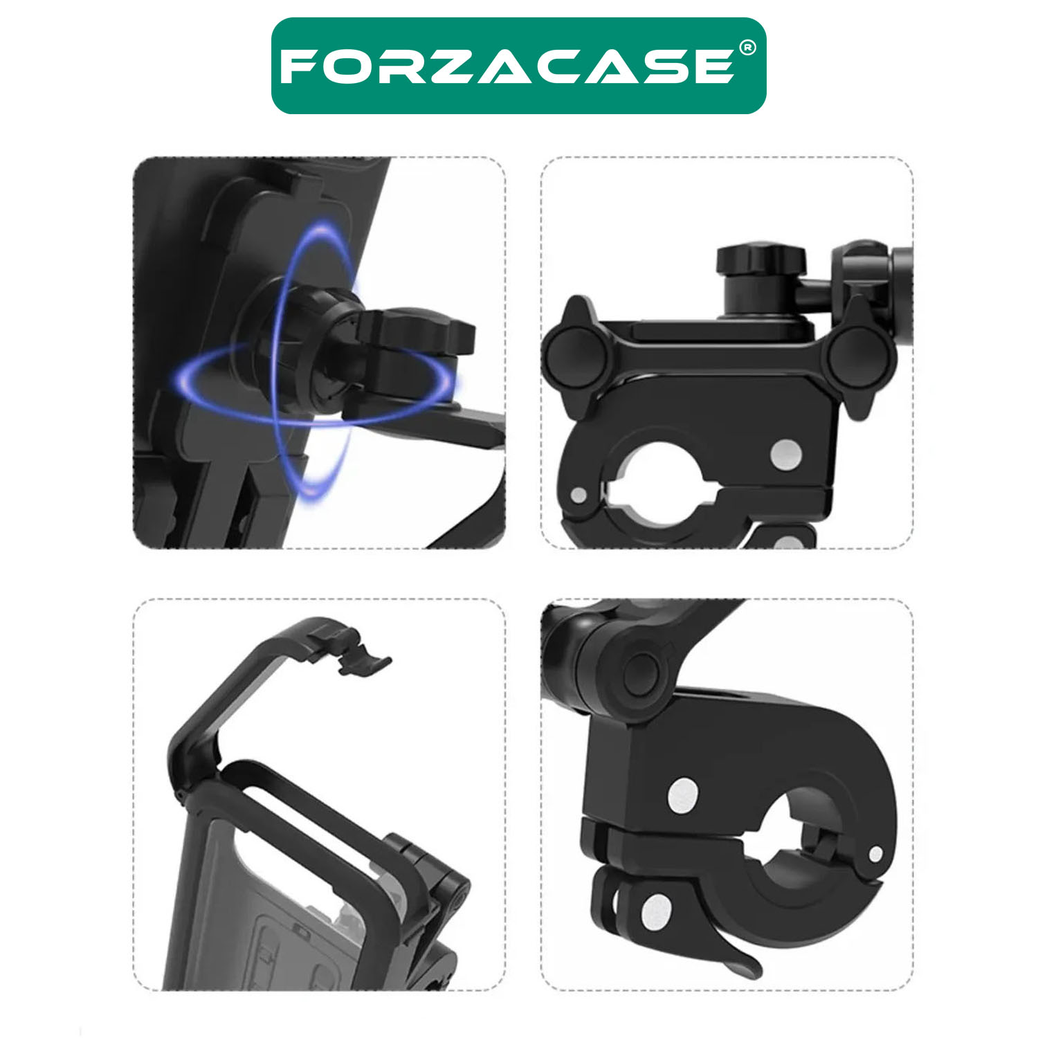 Forzacase%20Bisiklet%20Motosiklet%20Scooter%20için%20Gidon%20Uyumlu%20Önü%20Kapalı%20Su%20Geçirmez%20Telefon%20Tutucu%20FC780