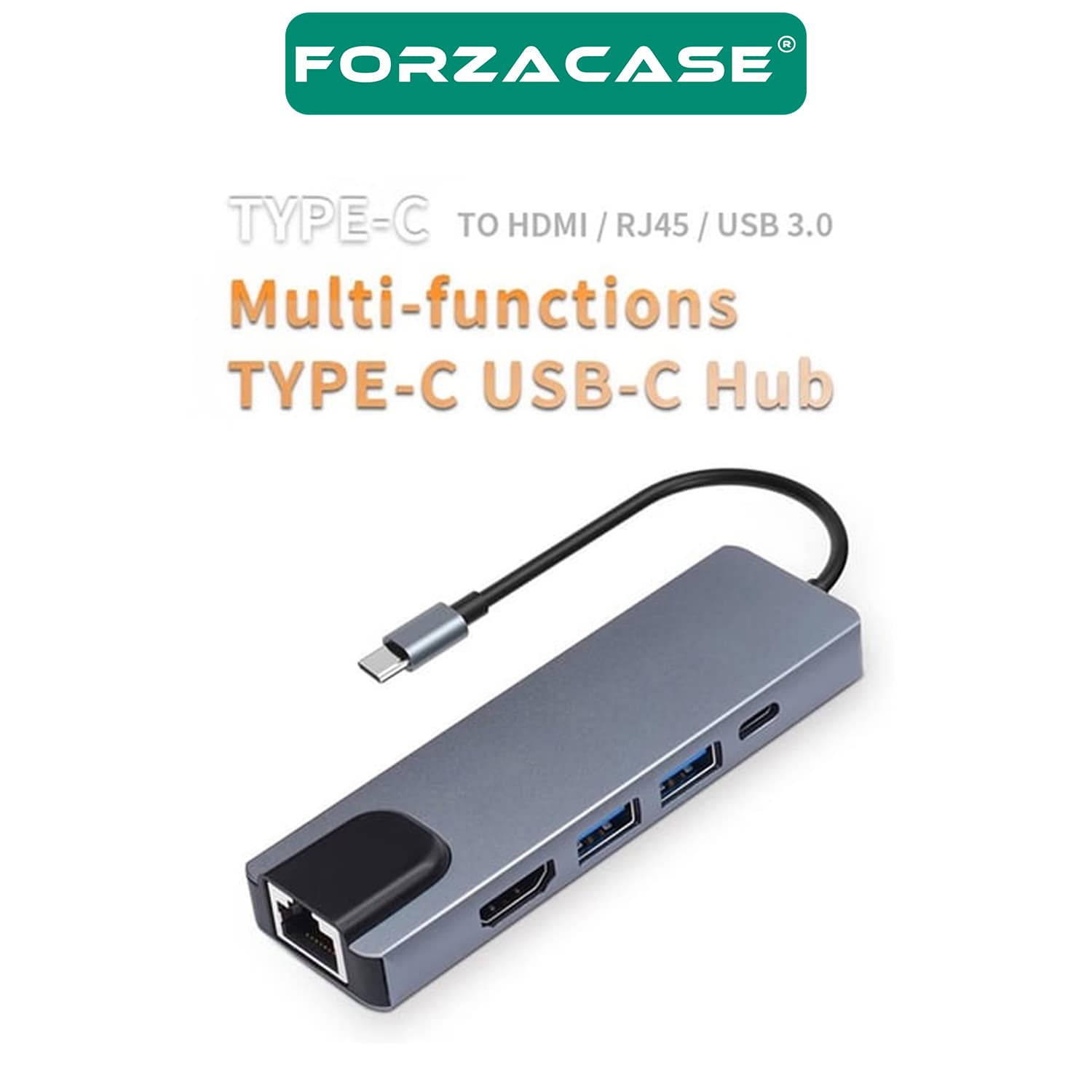 Forzacase%20Notebook%20Macbook%20Type-C%20Görüntü%20Aktarıcı%205in1%20Ethernet%20USB%20HDMI%20Çevirici%20Hub%20HDTV%20FC799