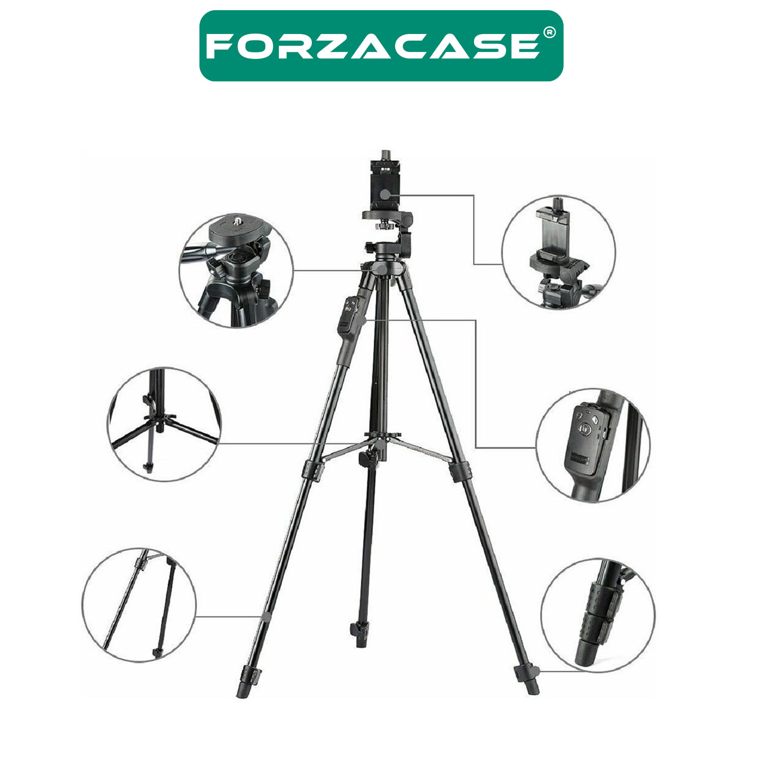 Forzacase%20150%20cm%20Bluetooth%20Kumandalı%20Profesyonel%20Kamera%20DSLR%20Telefon%20Tutuculu%20Çantalı%20Tripod%20-%20FC813