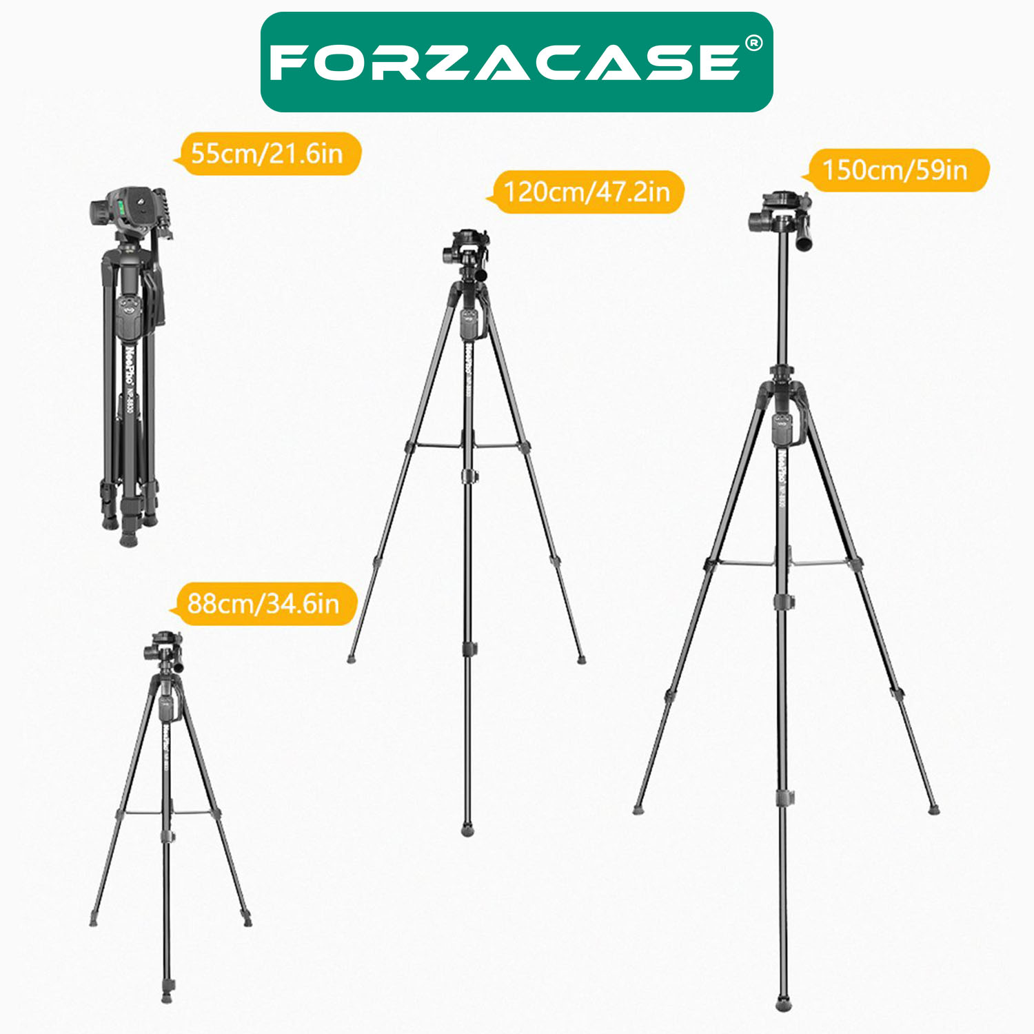 Forzacase%20155%20cm%20Bluetooth%20Kumandalı%20Profesyonel%20Kamera%20DSLR%20Telefon%20Tutuculu%20Çantalı%20Tripod%20-%20FC814