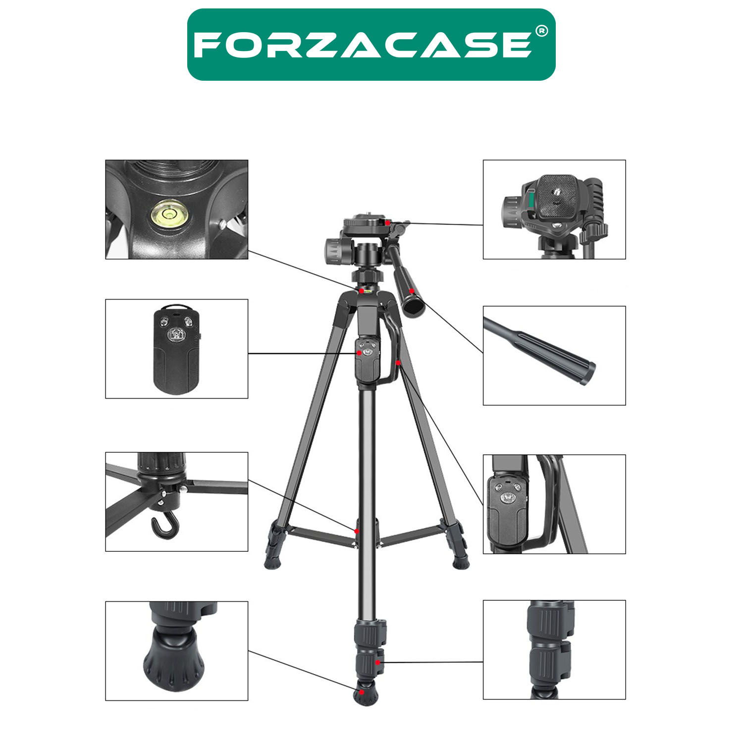 Forzacase%20155%20cm%20Bluetooth%20Kumandalı%20Profesyonel%20Kamera%20DSLR%20Telefon%20Tutuculu%20Çantalı%20Tripod%20-%20FC814