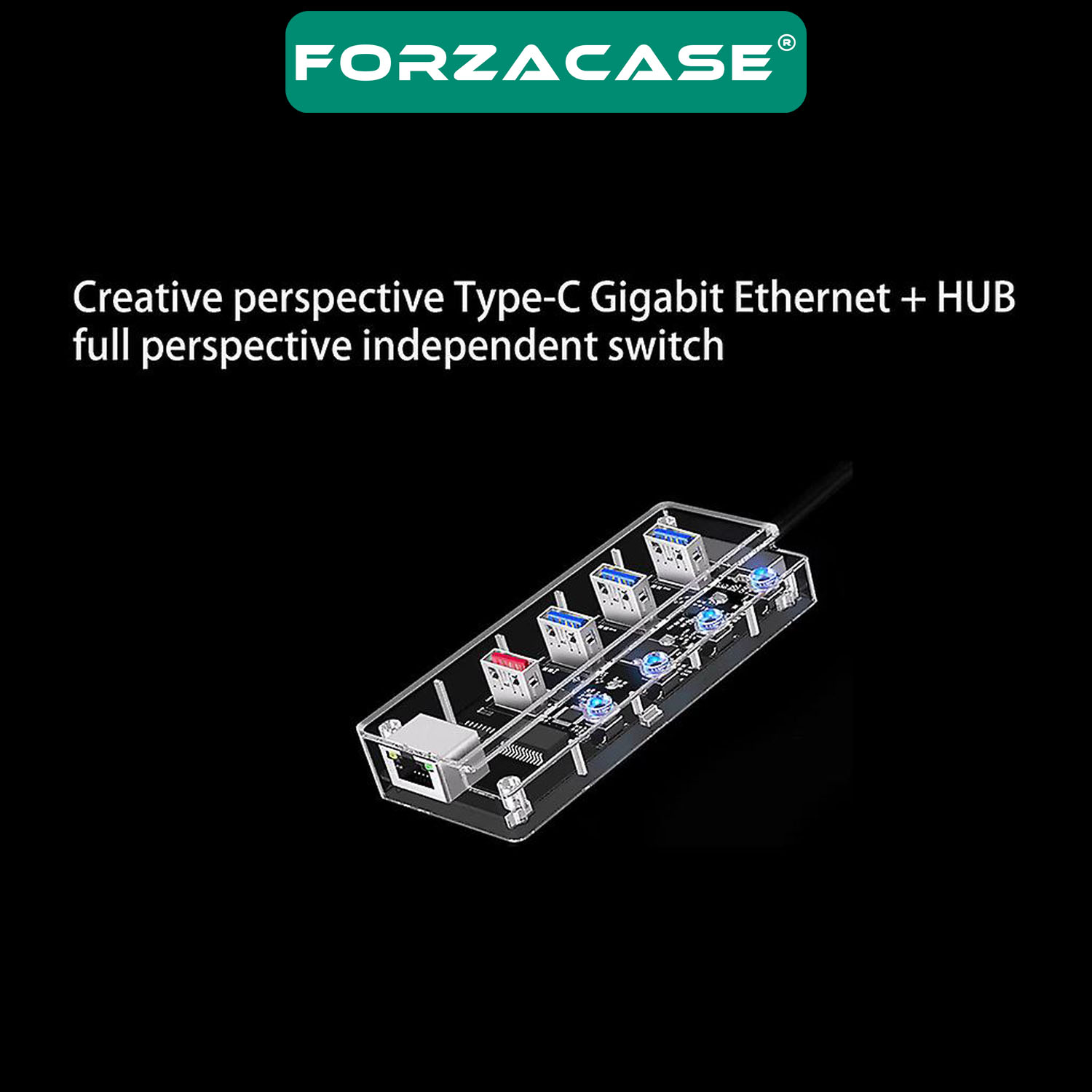 Forzacase%20Type-C%20to%204%20Port%20USB%20Çoğaltıcı%20+%201%20Port%20Ethernet%20Switch%20Hub%20Adaptör%20-%20FC829