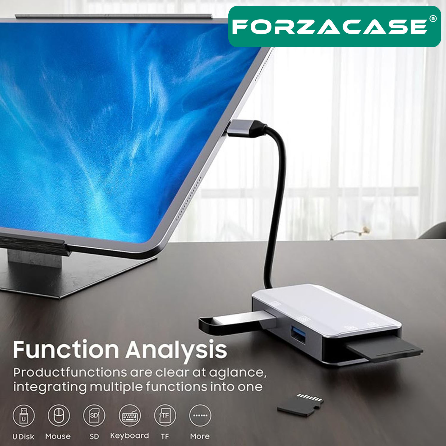 Forzacase%206in1%20USB%203.1%20Type-C%204%20Port%20USB%20Çoklayıcı%20OTG%20SD%20Kart%20Okuyucu%20Mac%20iPhone%2015%2016%20Uyumlu%20FC833