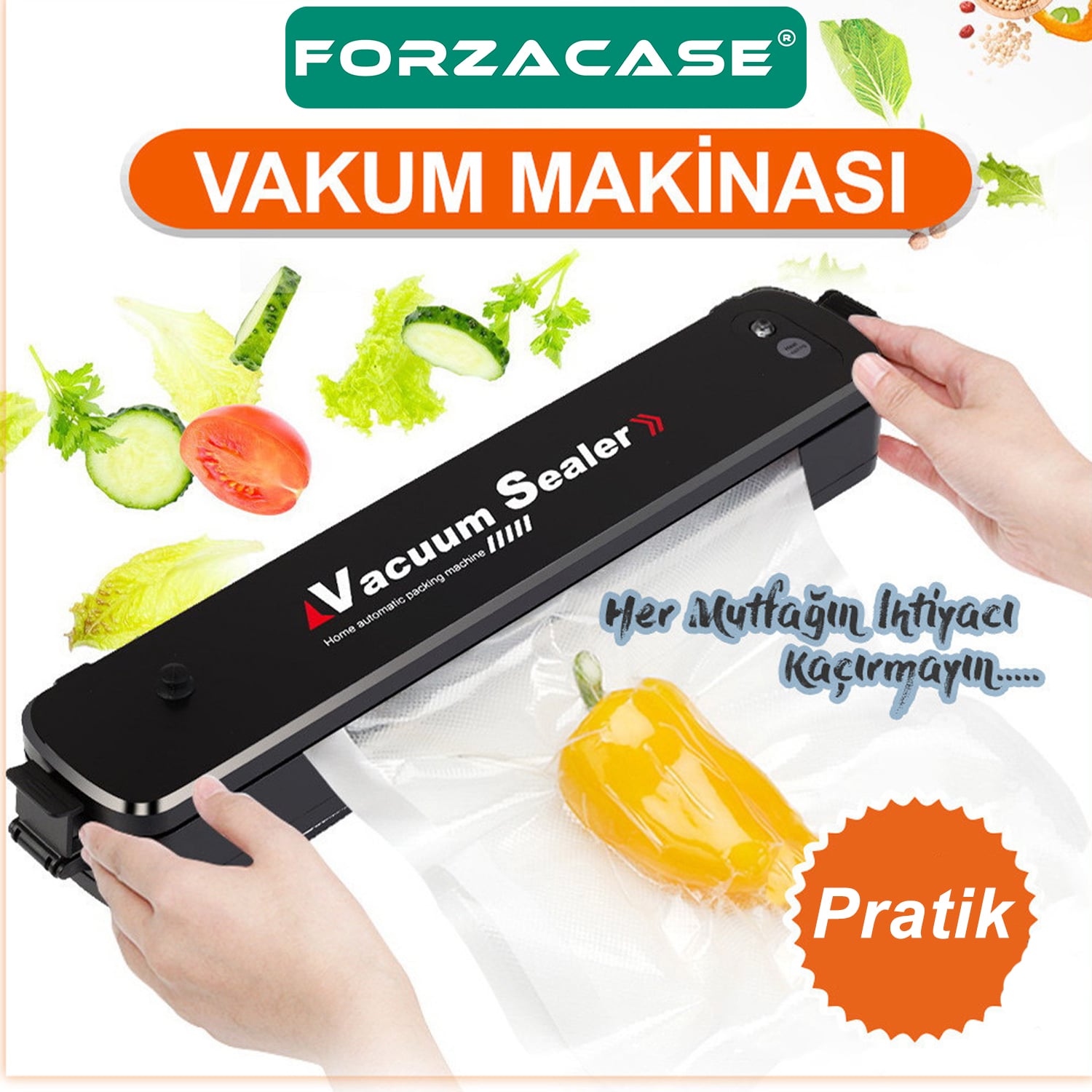 Forzacase%20Ev%20Tipi%20Sebze%20Meyve%20Yiyecek%20Vakumlama%20Ve%20Yapıştırma%20Makinesi%20-%20FC836