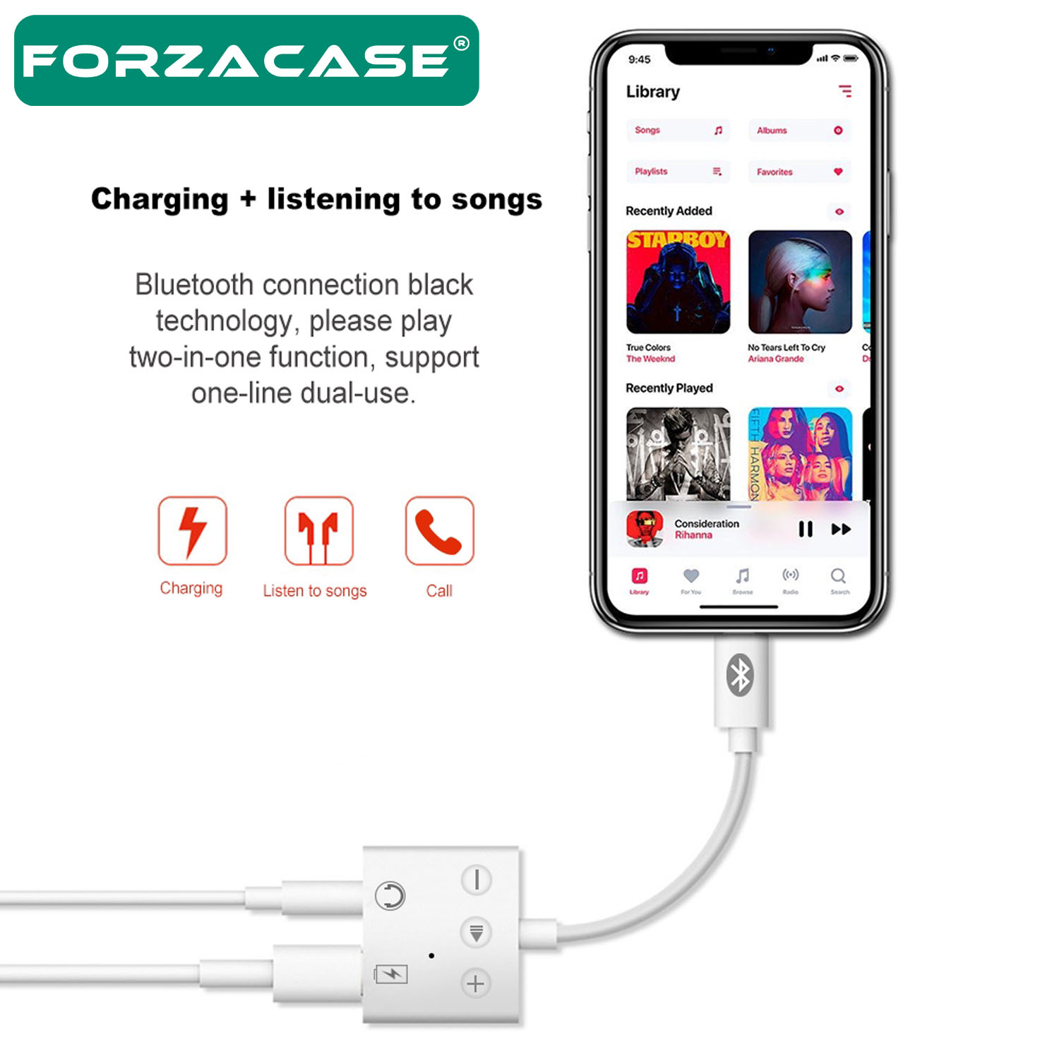 Forzacase%20iPhone%20Telefonlar%20ile%20uyumlu%20Kontrol%20Tuşlu%20Lightning%20Şarj%20ve%203.5mm%20Kulaklık%20Çevirici%20FC846