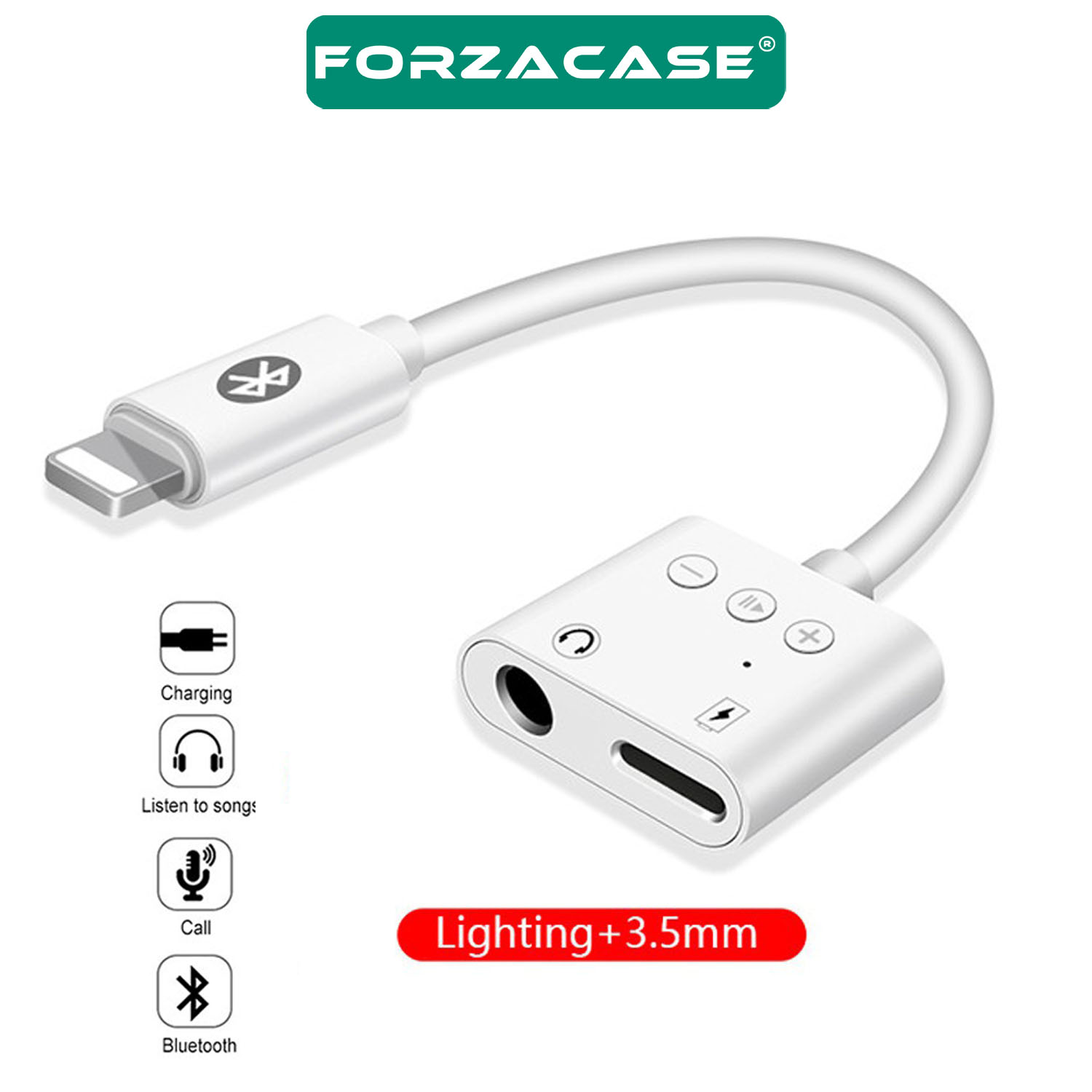 Forzacase%20iPhone%20Telefonlar%20ile%20uyumlu%20Kontrol%20Tuşlu%20Lightning%20Şarj%20ve%203.5mm%20Kulaklık%20Çevirici%20FC846