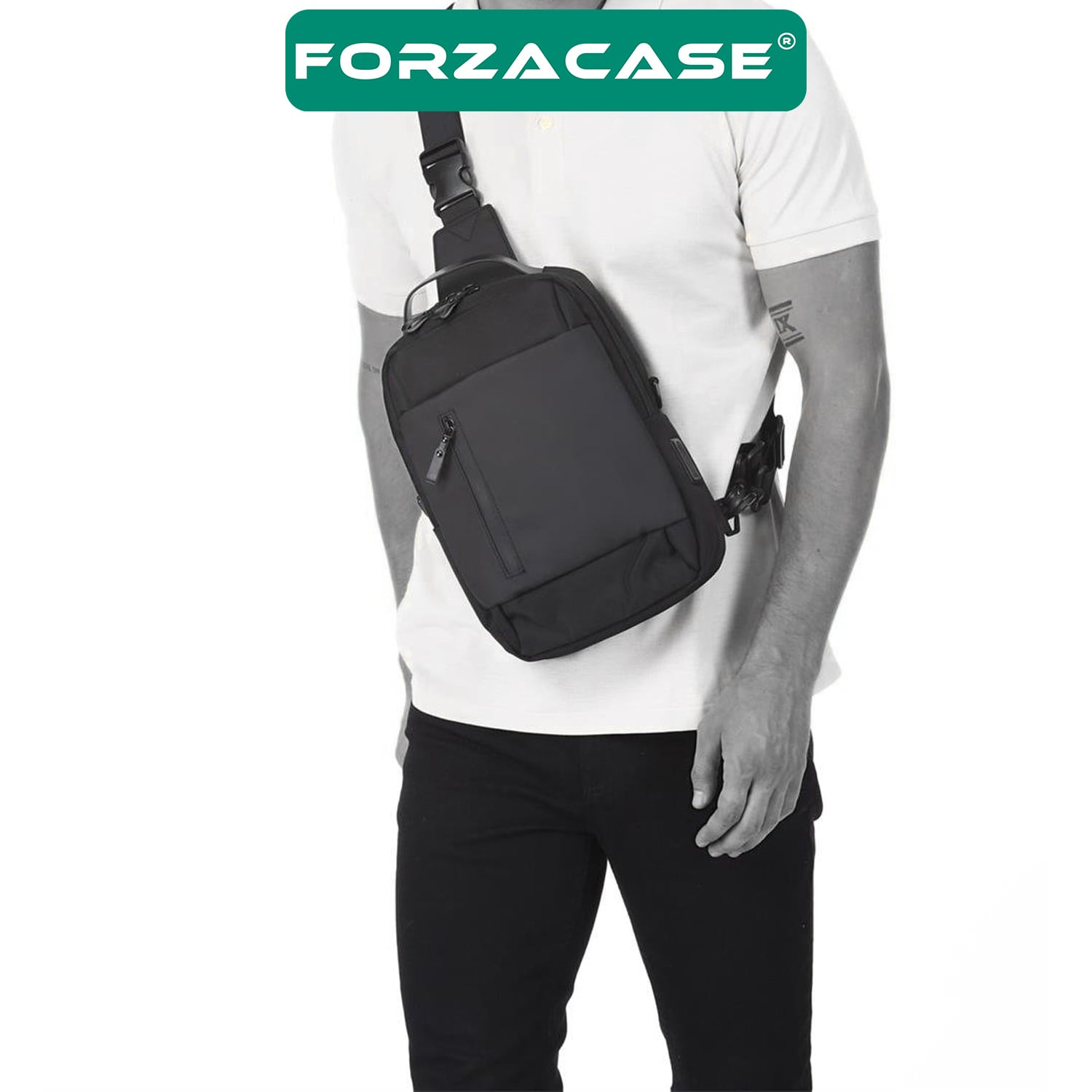 Forzacase%20Unisex%20Siyah%20Suya%20Dayanıklı%20Tek%20Omuz%20Askılı%20Göğüs%20ve%20Omuz%20Çantası%20-%20FC866