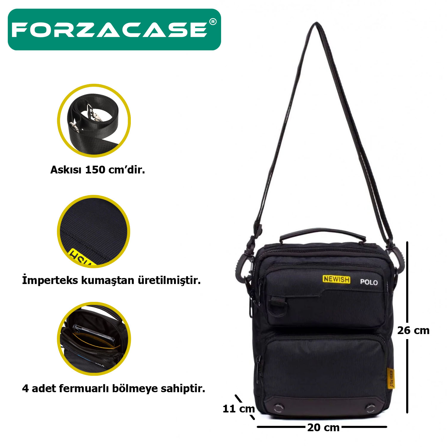 Forzacase%20Imperteks%20Kumaş%20Su%20Geçirmez%20El%20ve%20Omuz%20Çantası%20Çok%20Fonksiyonlu%20Unisex%20Çanta%20Lacivert%20FC867