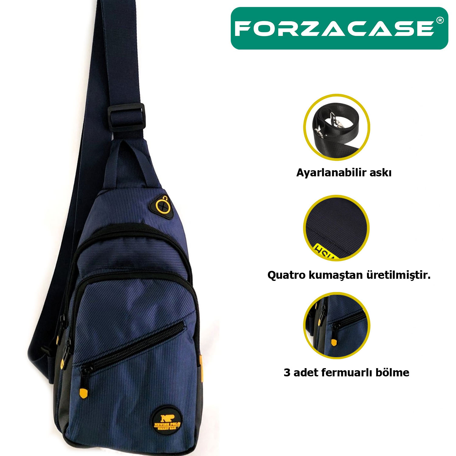 Forzacase%20Unisex%20Su%20Geçirmez%20Kulaklık%20Çıkışlı%203%20Bölmeli%20Quatro%20Çapraz%20Göğüs%20ve%20Sırt%20Çantası%20FC868