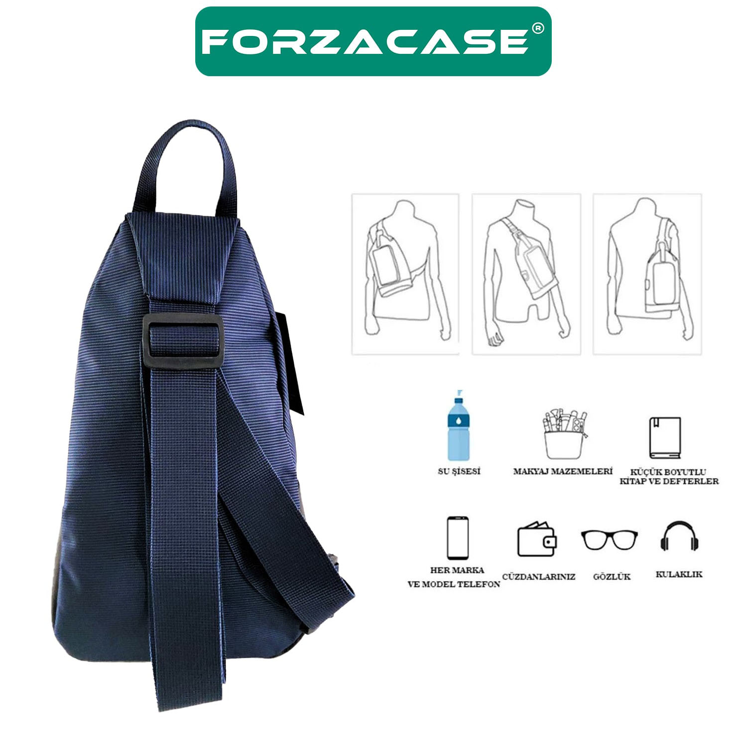 Forzacase%20Unisex%20Su%20Geçirmez%20Kulaklık%20Çıkışlı%203%20Bölmeli%20Quatro%20Çapraz%20Göğüs%20ve%20Sırt%20Çantası%20FC868