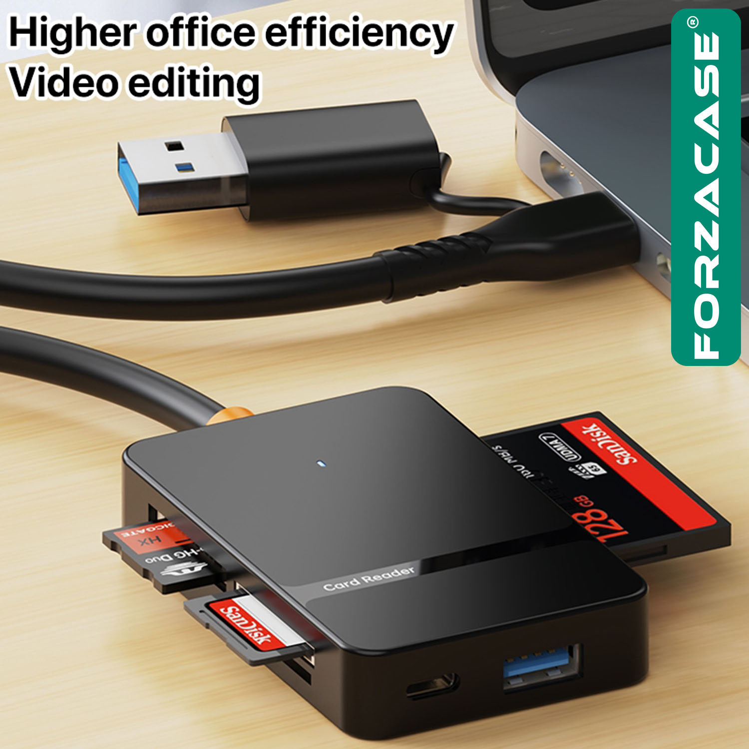 Forzacase%208in1%20Usb-C%20+%20USB%208%20Port%20MS%20CF%20TF%20SD%20DHC%20SDXC%20Kamera%20Kart%20Tak%20Çalıştır%20Kart%20Okuyucu%20-%20FC874