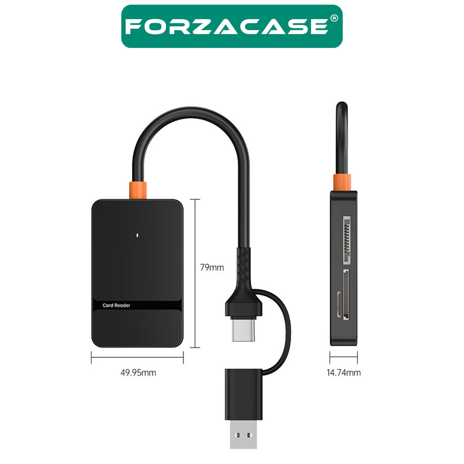 Forzacase%208in1%20Usb-C%20+%20USB%208%20Port%20MS%20CF%20TF%20SD%20DHC%20SDXC%20Kamera%20Kart%20Tak%20Çalıştır%20Kart%20Okuyucu%20-%20FC874