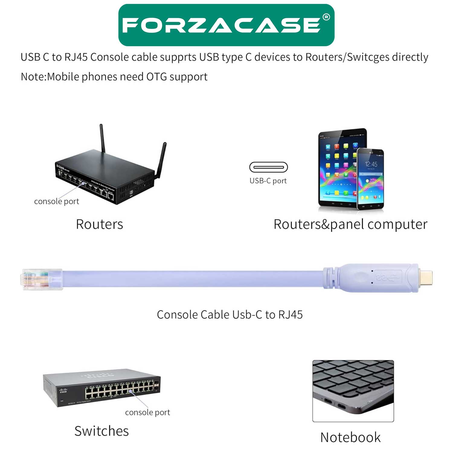 Forzacase%201.8mt%20Type-C%20Cisco%20Seri%20Yönlendirici%20USB’den%20RJ45’e%20Çeviren%20Konsol%20Kablosu%20Mavi%20-%20FC882