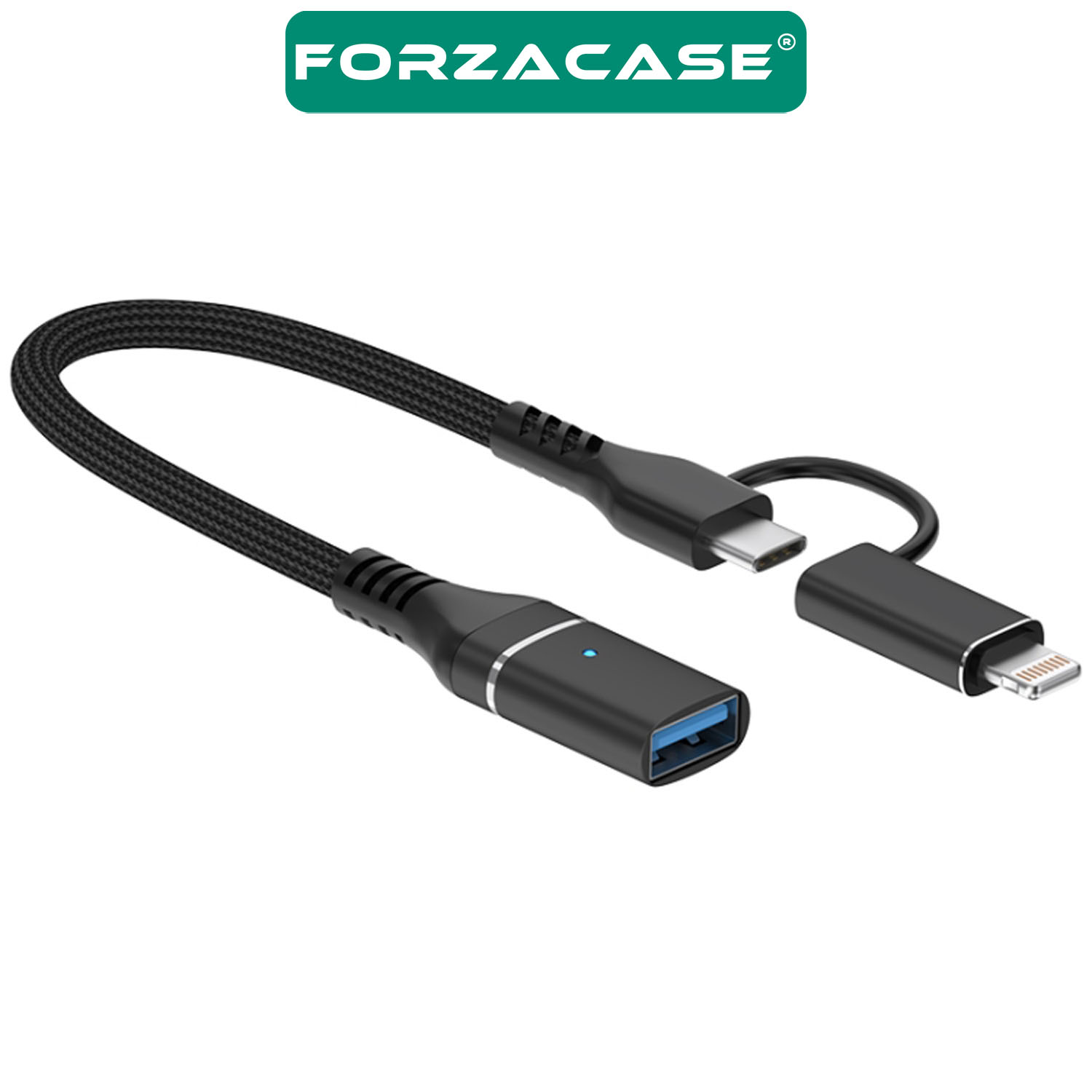 Forzacase%202in1%20Multi%20Giriş%20Type-C%20ve%20Lightning%20Girişli%20USB%203.0%20OTG%20Adaptörü%20-%20FC899