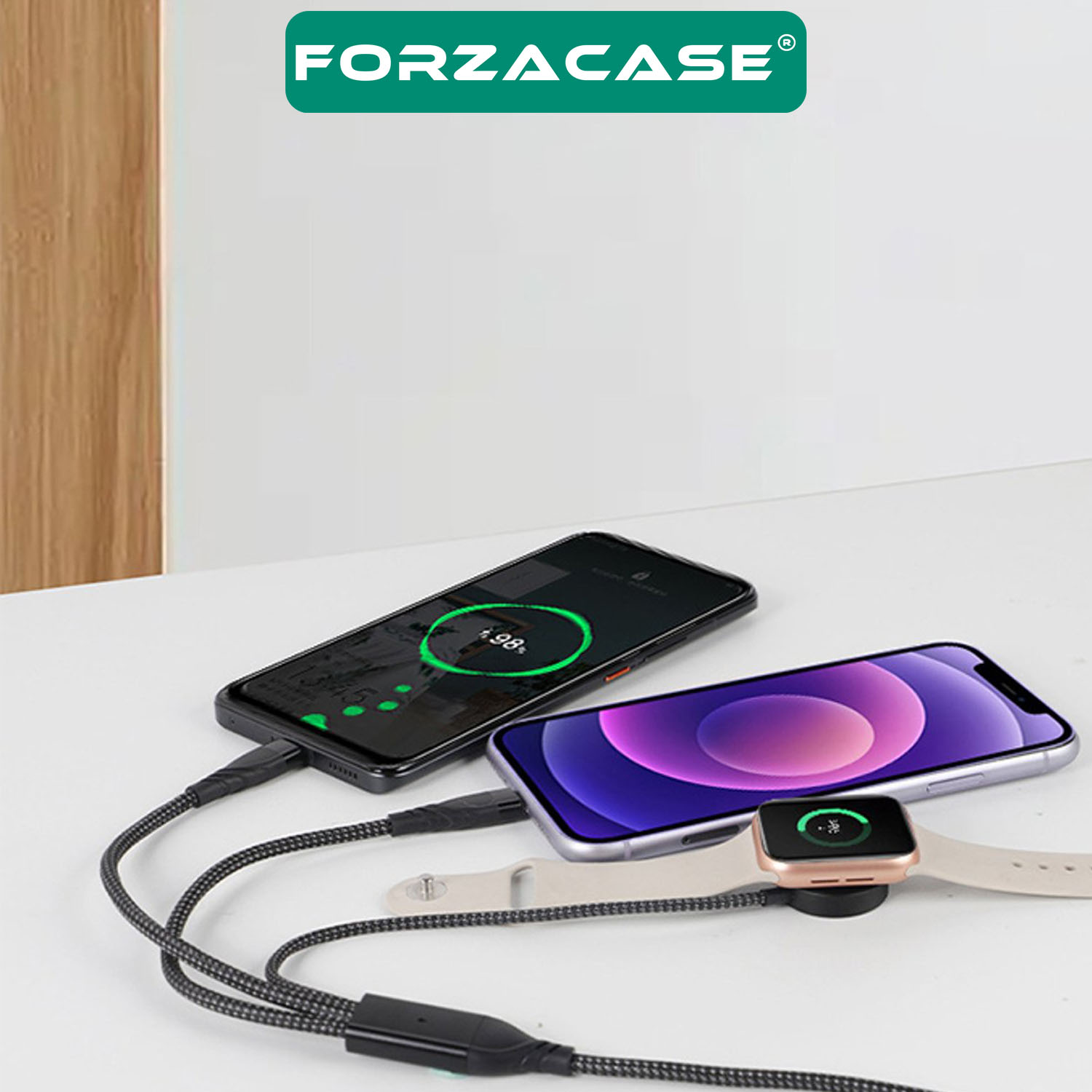 Forzacase%20USB%20Type-C%20Multi%20Giriş%20100W%203in1%20Type-C,%20Lightning%20ve%20Apple%20Watch%20Çoklu%20Şarj%20Kablosu%20FC900