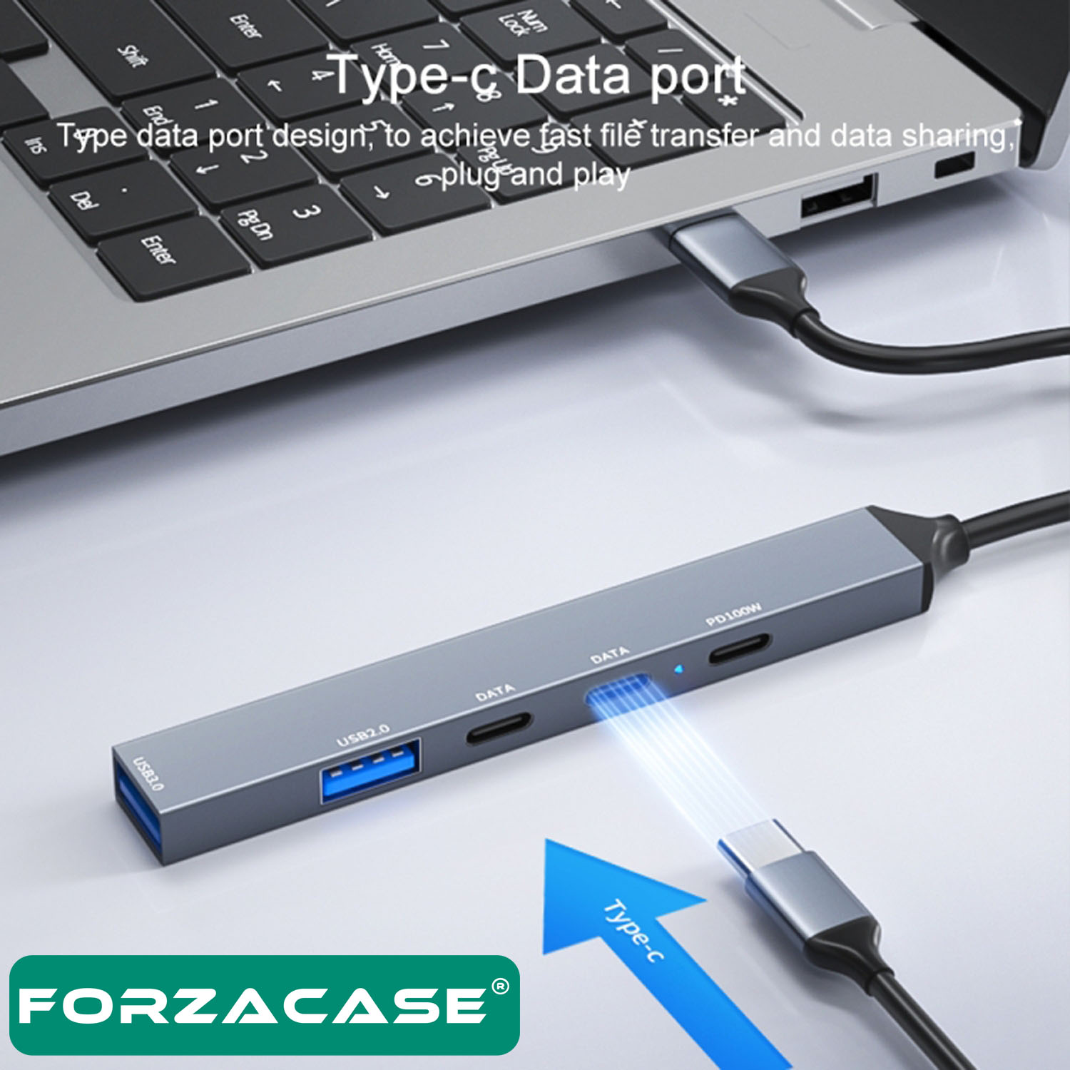 Forzacase%205in1%20Type-C%20to%20USB%203.0%20PD%20Çoklayıcı%20100W%20Şarj%20Adaptörü%20USB-C%20Çoklayıcı%20Çevirici%20-%20FC902