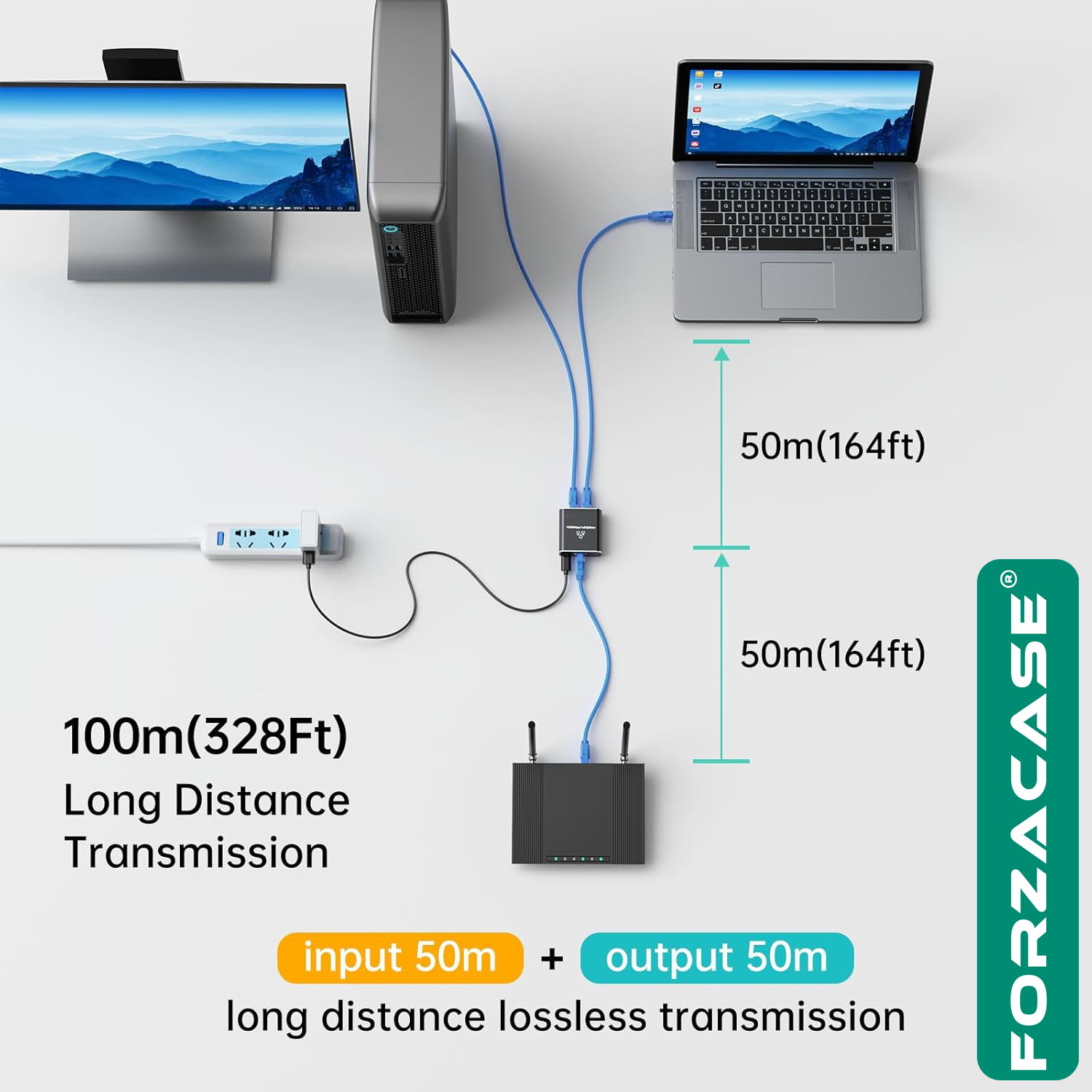 Forzacase%20RJ45%20Ethernet%20Çoklayıcı%20Splitter%20100/1000%20Mbps%202in1%20Switch%20Çoklayıcı%201%20Giriş%202%20Çıkış%20FC903