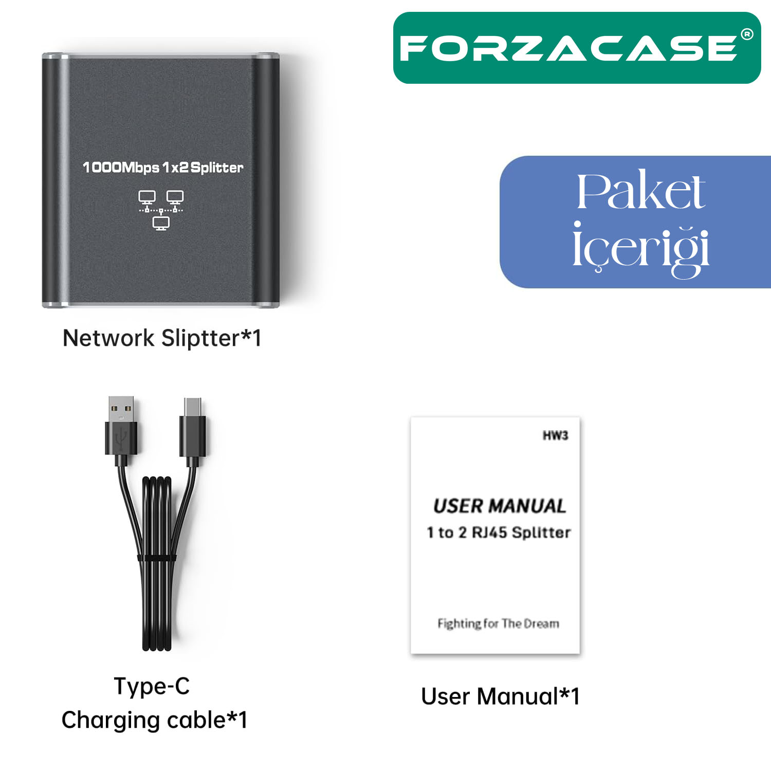 Forzacase%20RJ45%20Ethernet%20Çoklayıcı%20Splitter%20100/1000%20Mbps%202in1%20Switch%20Çoklayıcı%201%20Giriş%202%20Çıkış%20FC903