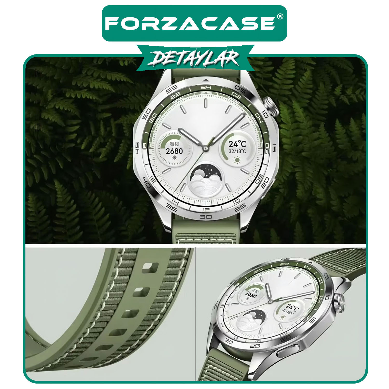 Forzacase%20Honor%20Watch%20Magic%201%20/%202%2046mm%20ile%20uyumlu%20Dikişli%20Kumaş%20Görünüm%20Silikon%20Kordon%20Kayış%20-%20FC910