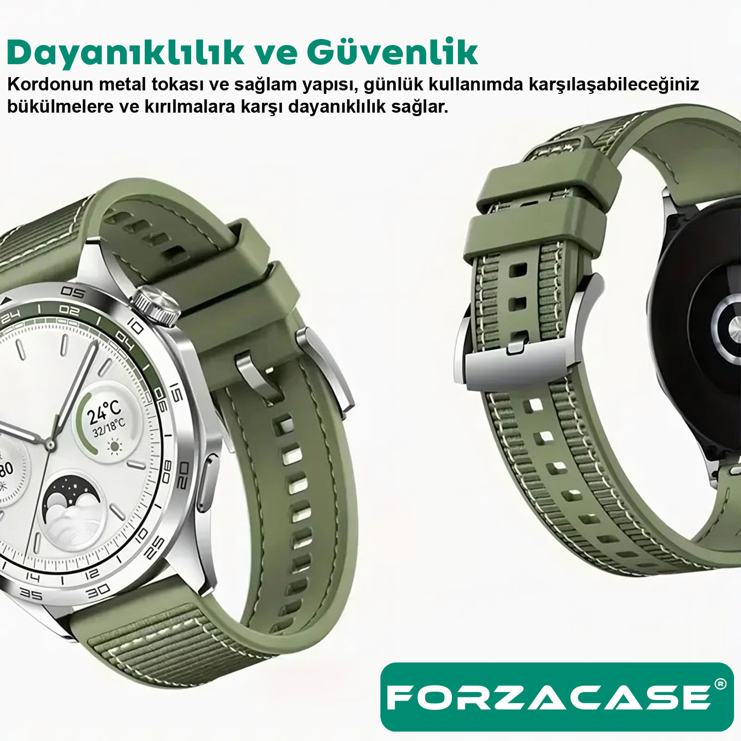 Forzacase%20Huawei%20Watch%20GT%20Sport%20Active%20Classic%20ile%20uyumlu%20Kumaş%20Görünüm%20Silikon%20Kordon%20Kayış%20-%20FC910