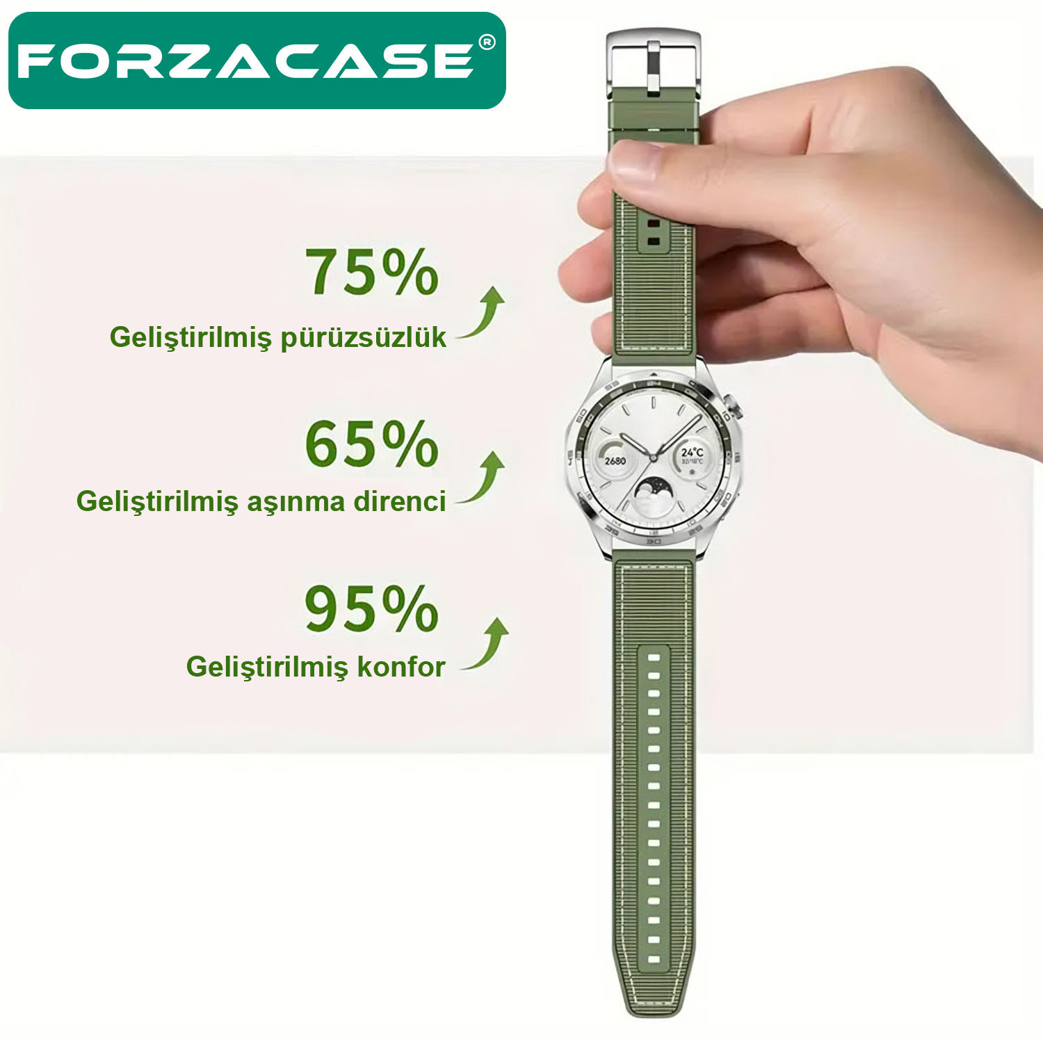 Forzacase%20Huawei%20Watch%20GT%20Sport%20Active%20Classic%20ile%20uyumlu%20Kumaş%20Görünüm%20Silikon%20Kordon%20Kayış%20-%20FC910