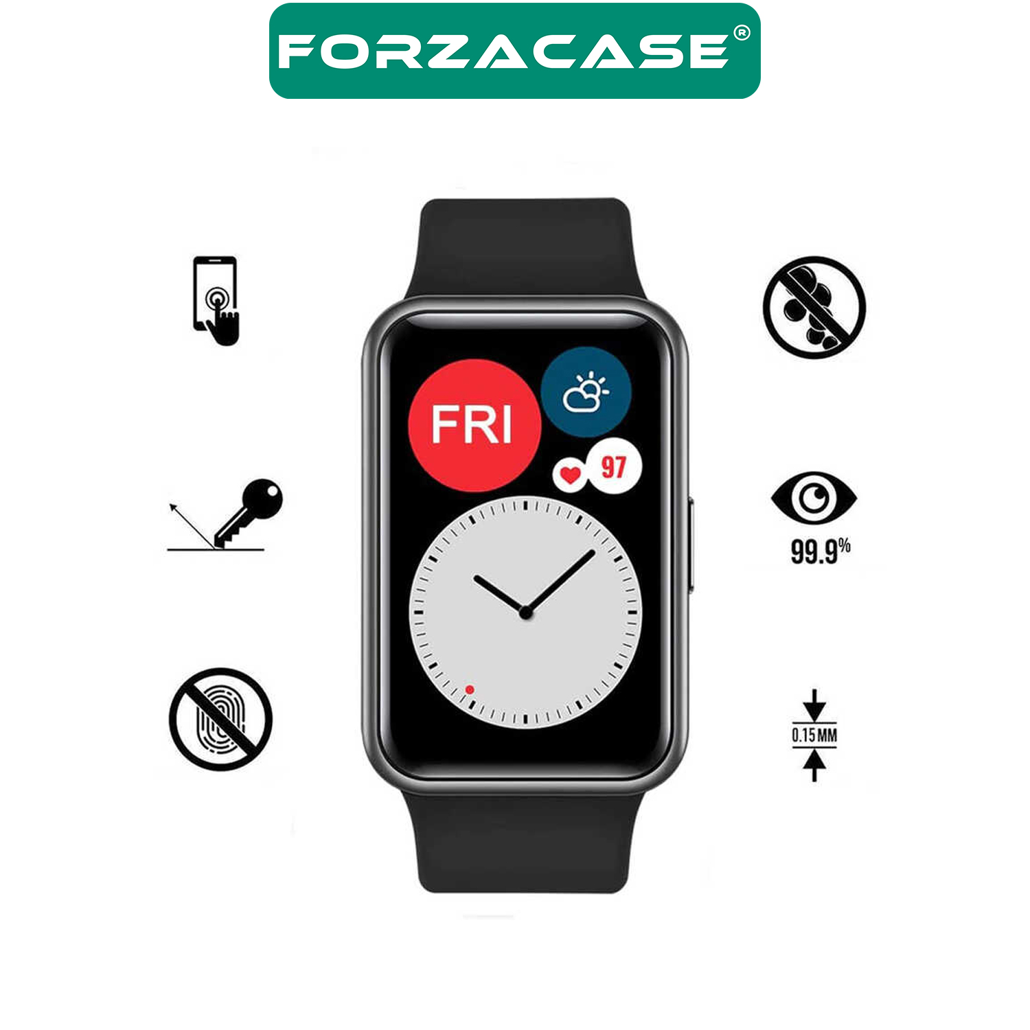 Forzacase%20Huawei%20Watch%20Fit%202%20için%20Çerçeveli%20Tam%20Kaplayan%203D%20Pet%20Ekran%20Koruyucu%20Film%20-%20FC016