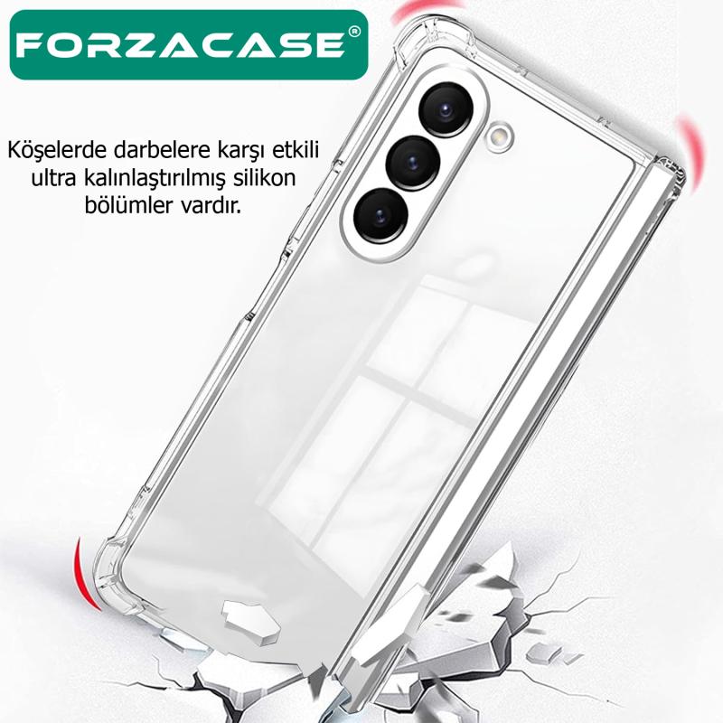 Forzacase%20Samsung%20Galaxy%20Z%20Fold6%20ile%20uyumlu%20Crystal%20Serisi%20Anti%20Shock%20Sert%20Silikon%20Kılıf