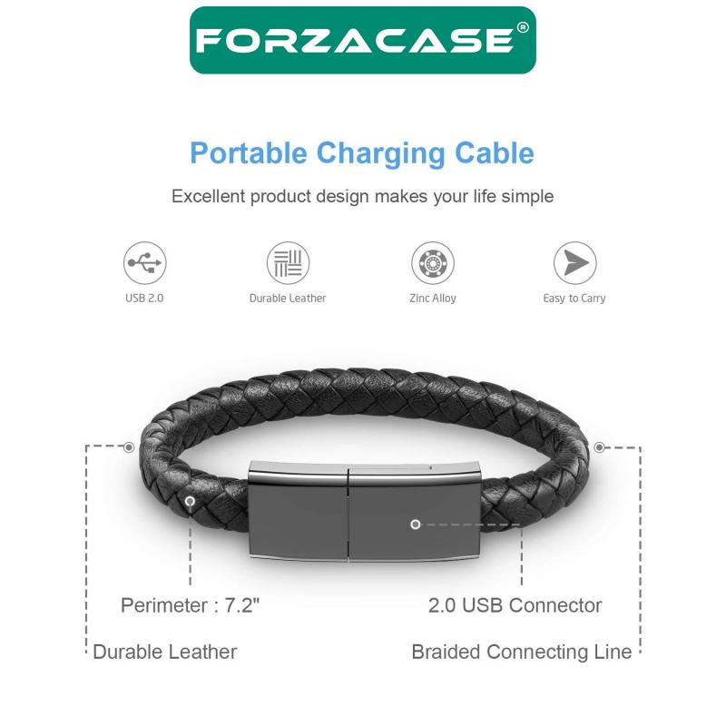 Forzacase%20USB%20to%20Lightning%20Deri%20Bileklik%20Şarj%20Data%20Kablosu%20PD%2066W%20-%20FC346