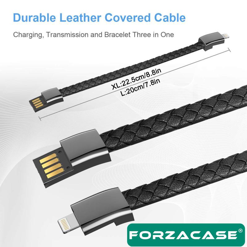 Forzacase%20USB%20to%20Lightning%20Deri%20Bileklik%20Şarj%20Data%20Kablosu%20PD%2066W%20-%20FC346