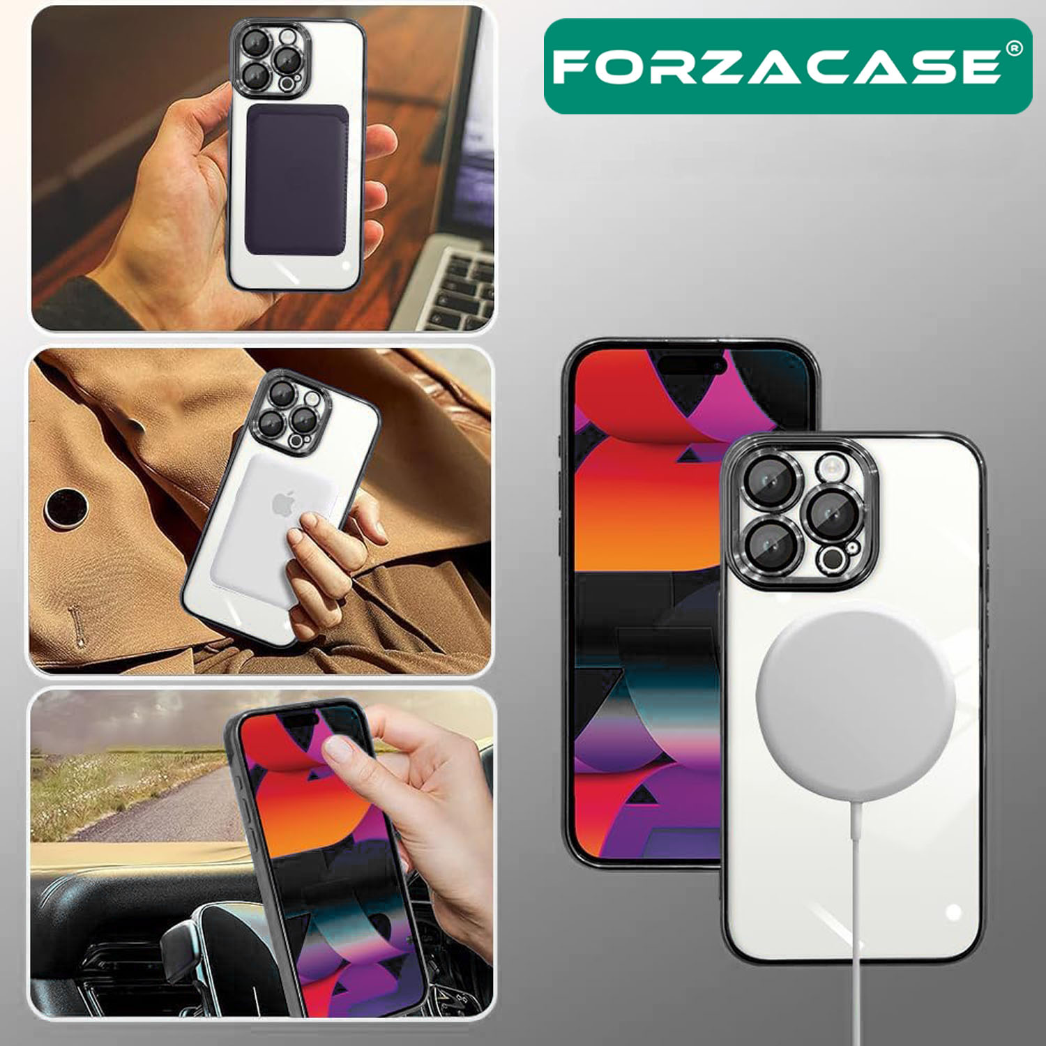 Forzacase%20iPhone%2016%20Pro%20Max%20ile%20uyumlu%20Vision%20Serisi%20Magsafe%20Wireless%20Şarj%20Özellikli%20Silikon%20Kılıf