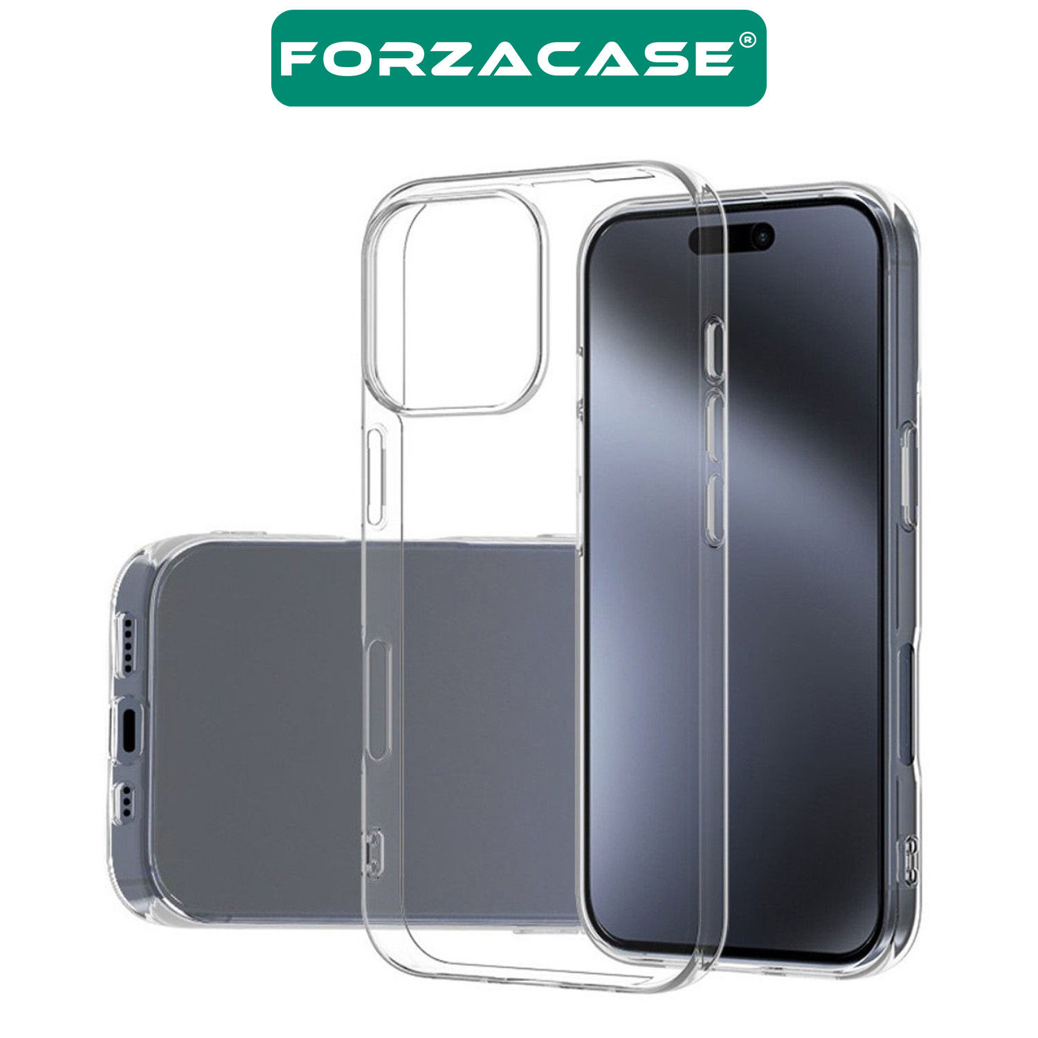 Forzacase%20iPhone%2016%20Pro%20ile%20uyumlu%20Clean%20Serisi%20İnce%20Tasarım%20Sert%20Plastik%20Şeffaf%20Kılıf