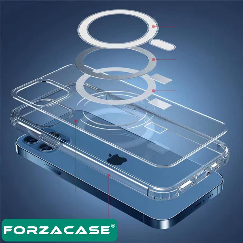 Forzacase%20iPhone%2013%20Pro%20Max%20ile%20Manyetik%20Kablosuz%20Şarj%20Özellikli%20Sert%20TPU%20Kılıf%20-%20FC022